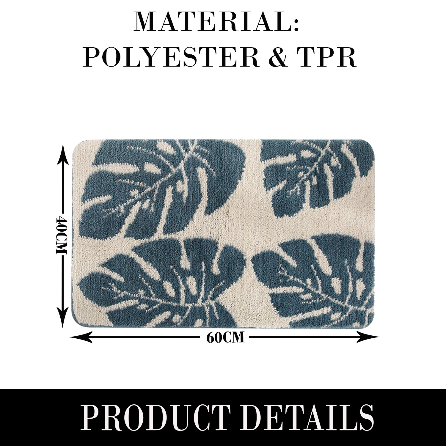 Kuber Industries Soft Bathroom Mat|Anti-Slip Mat For Bathroom Floor|Leaf Design With TPR Backing|Foot Mats For Home, Living Room, Bedroom (Multi)