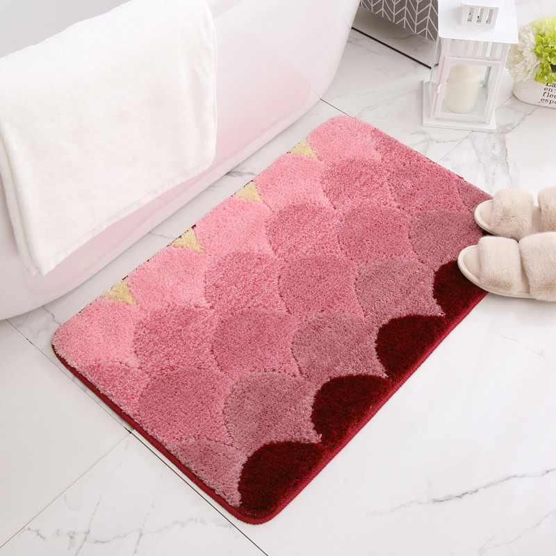 Kuber Industries Soft Bathroom Mat|Anti-Slip Mat For Bathroom Floor|Semicircle Design With TPR Backing|Foot Mats For Home, Living Room, Bedroom (Purple)