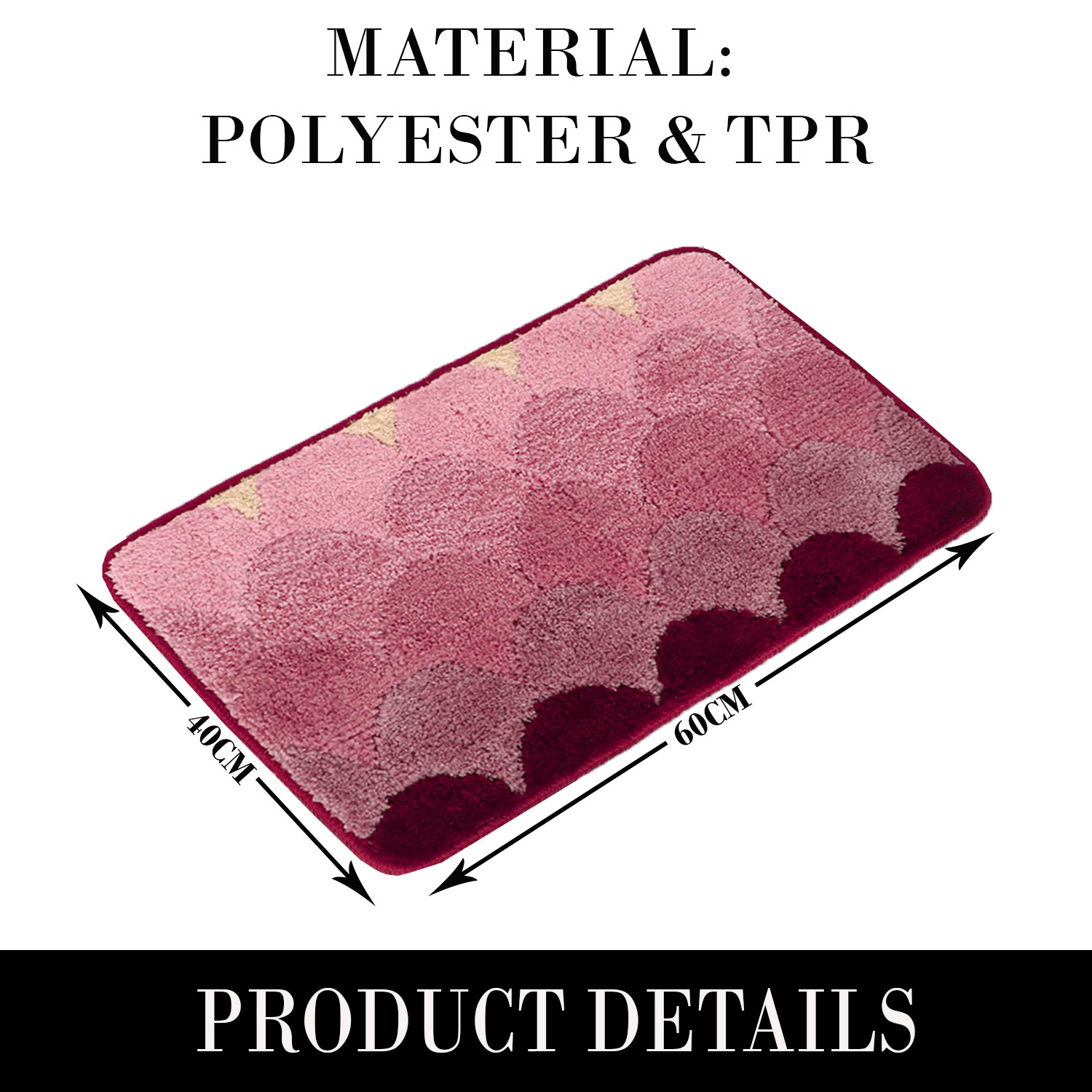Kuber Industries Soft Bathroom Mat|Anti-Slip Mat For Bathroom Floor|Semicircle Design With TPR Backing|Foot Mats For Home, Living Room, Bedroom (Purple)
