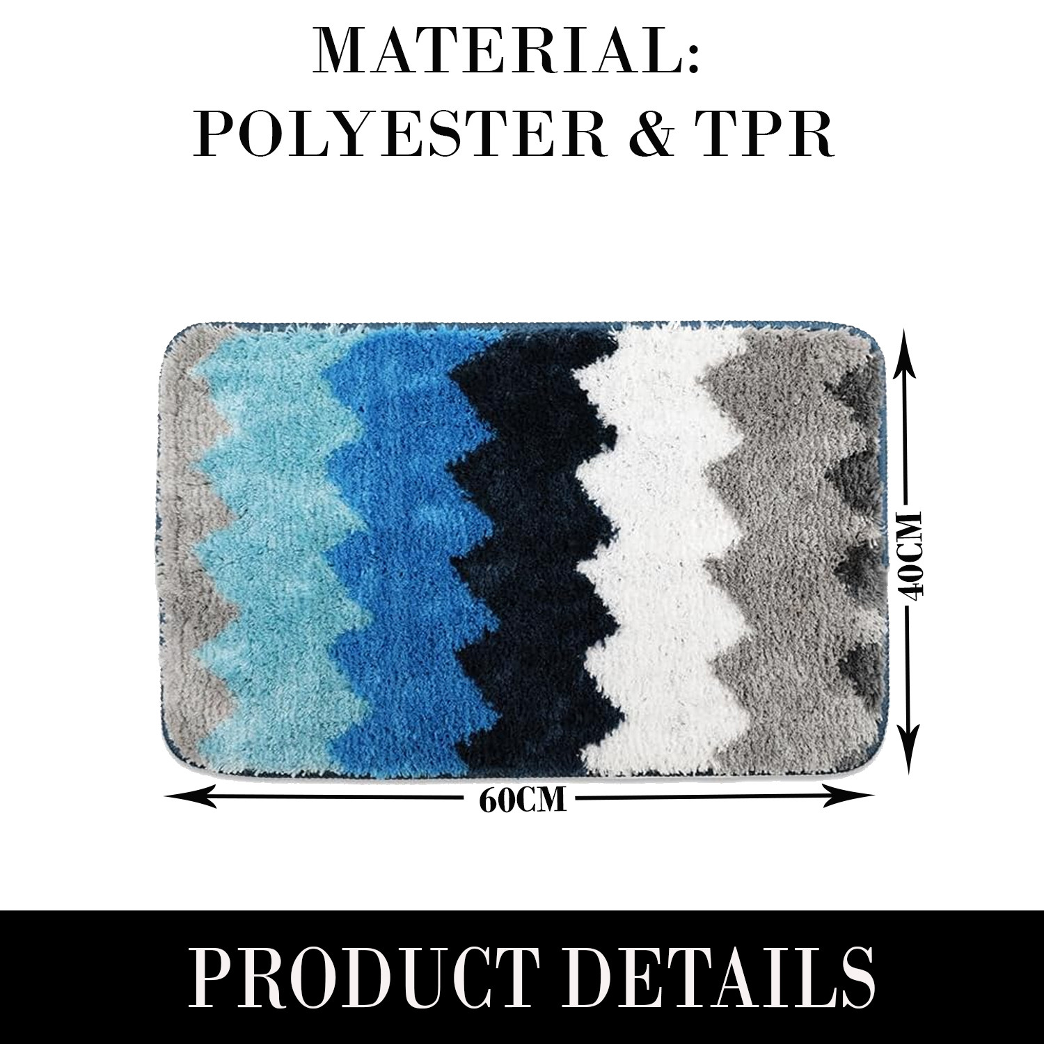 Kuber Industries Soft Bathroom Mat|Anti-Slip Mat For Bathroom Floor|Wave Design With TPR Backing|Foot Mats For Home, Living Room, Bedroom (Multi Color)