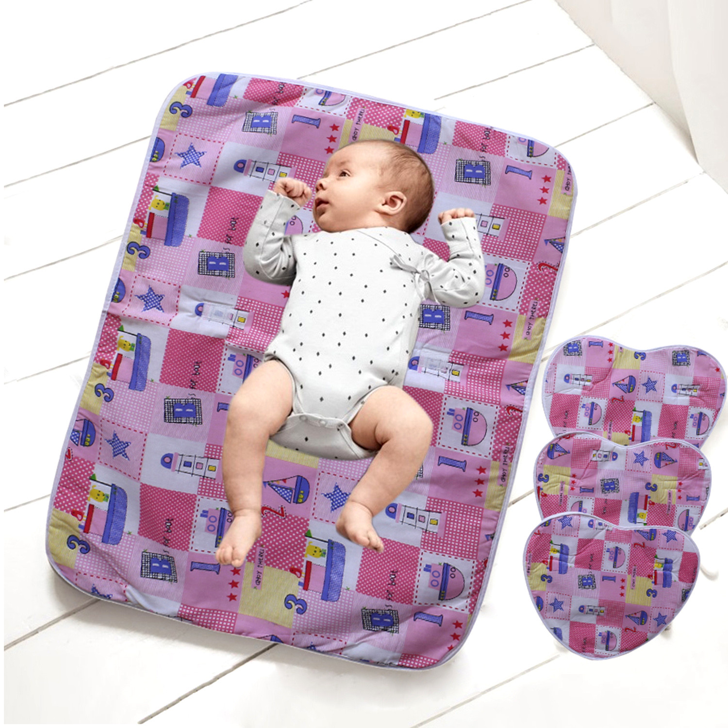 Kuber Industries Soft Cotton Boat Print Mattress Crib Sheet/Baby sleeping Sheet/Bed With 3 Petch for Baby 24
