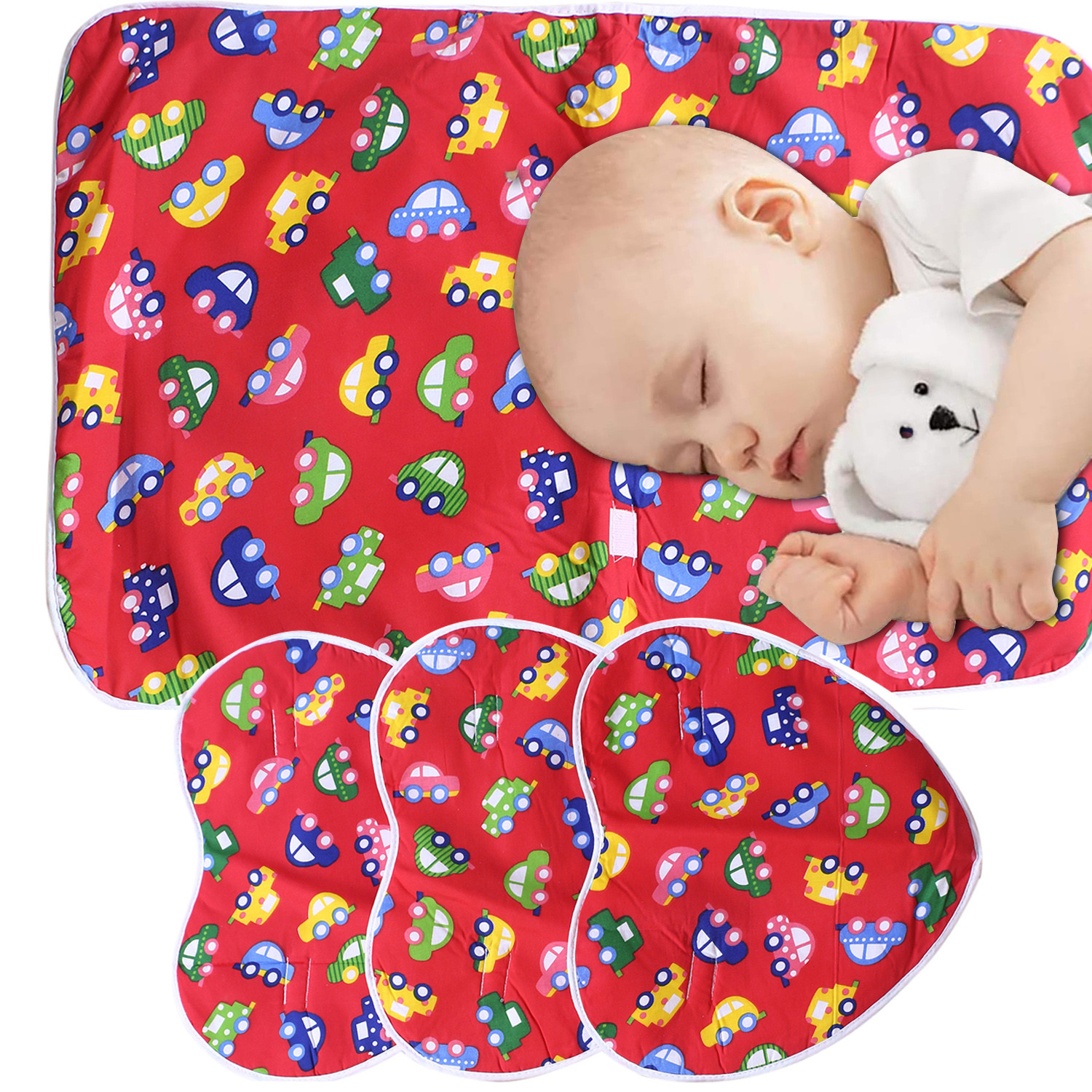 Kuber Industries Soft Cotton Car Print Mattress Crib Sheet/Baby sleeping Sheet/Bed With 3 Petch for Baby 24