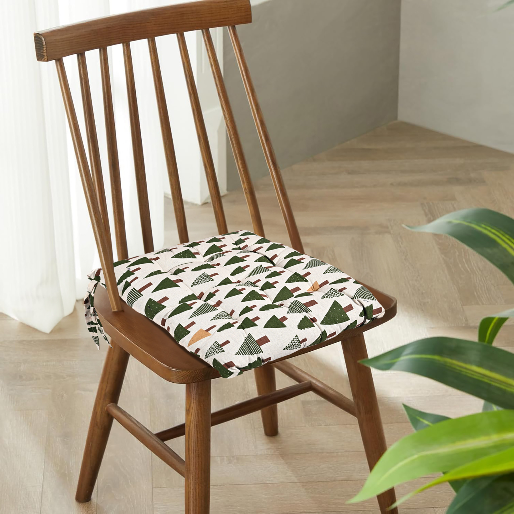 Kuber Industries Soft Cotton Chair Cushions for Sitting  Pillow for Office Work  Posture Support  Sitting Cushion  Back Rest for Chair  Dori Tree Print -Green