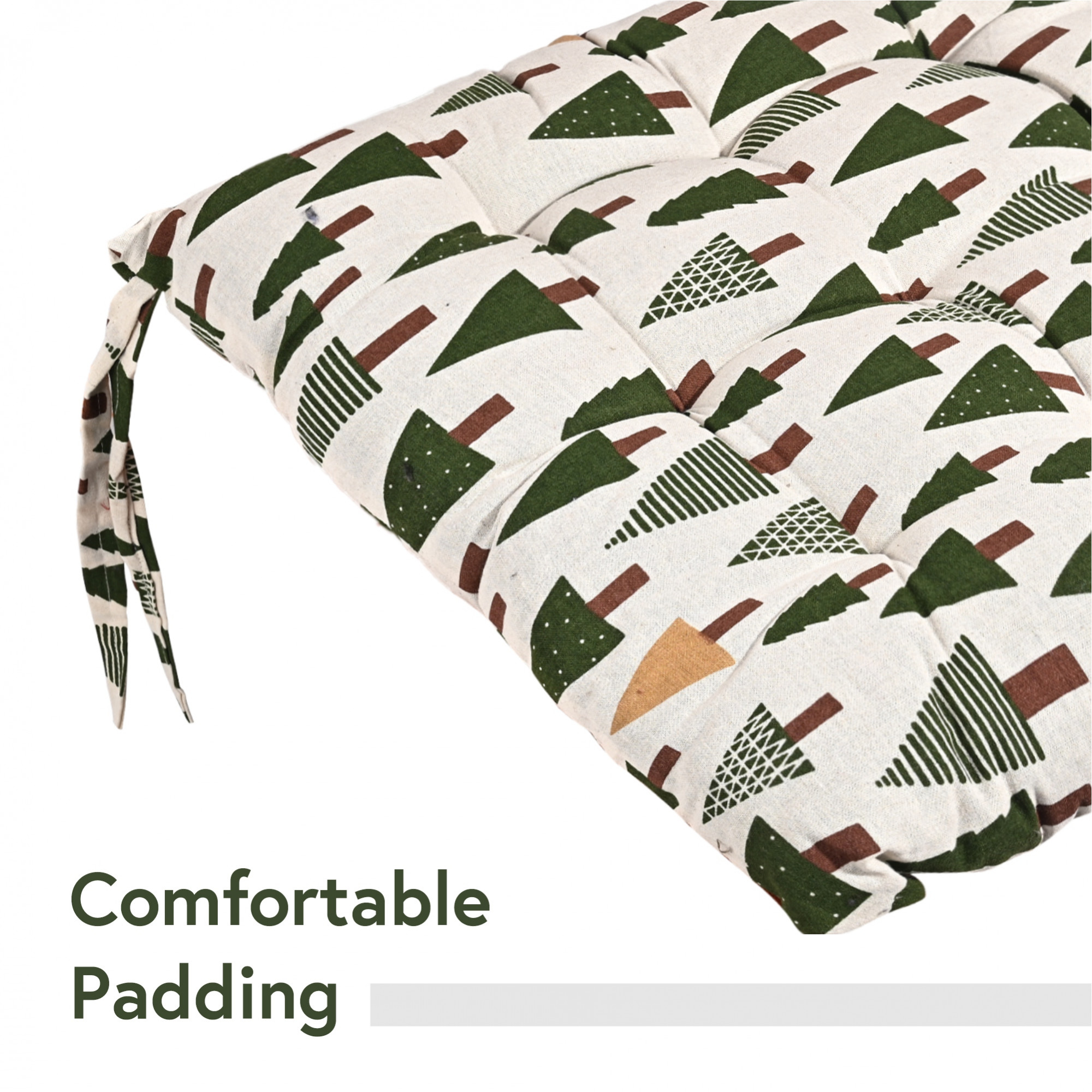 Kuber Industries Soft Cotton Chair Cushions for Sitting  Pillow for Office Work  Posture Support  Sitting Cushion  Back Rest for Chair  Dori Tree Print -Green