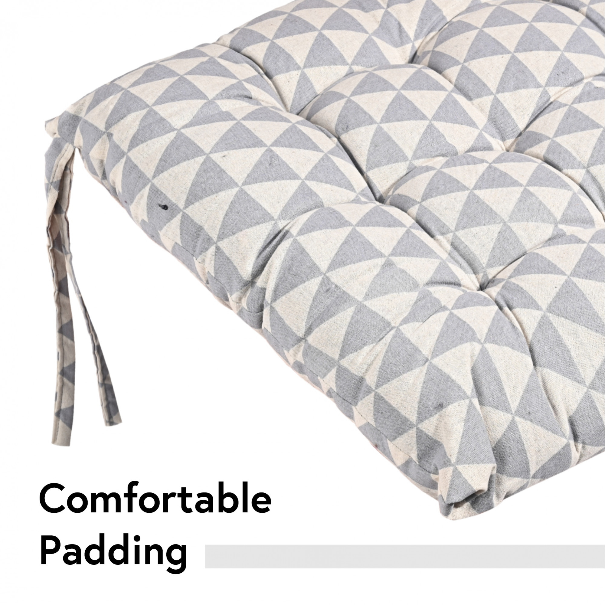 Kuber Industries Soft Cotton Chair Cushions for Sitting  Pillow for Office Work  Posture Support  Sitting Cushion  Back Rest for Chair  Dori Triangles Print -Grey