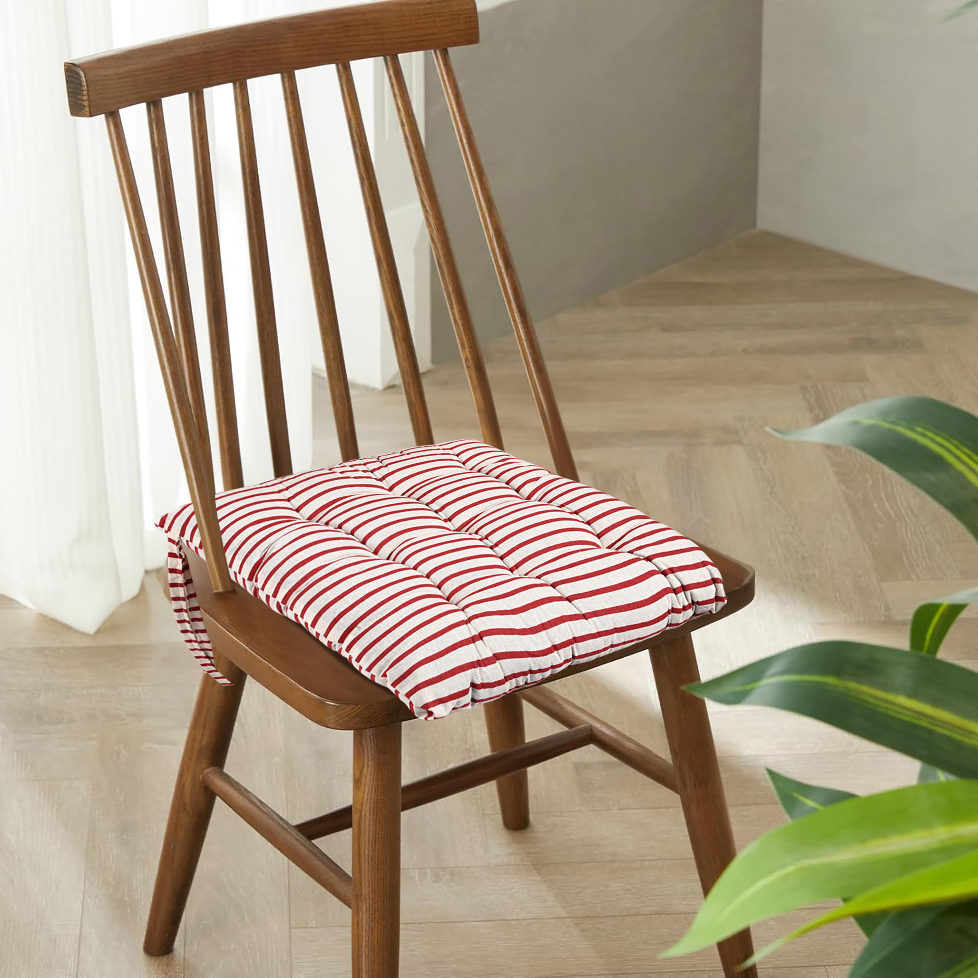 Kuber Industries Soft Cotton Chair Cushions for Sitting  Pillow for Office Work  Posture Support  Sitting Cushion  Back Rest for Chair  Dori Lining Print - Maroon