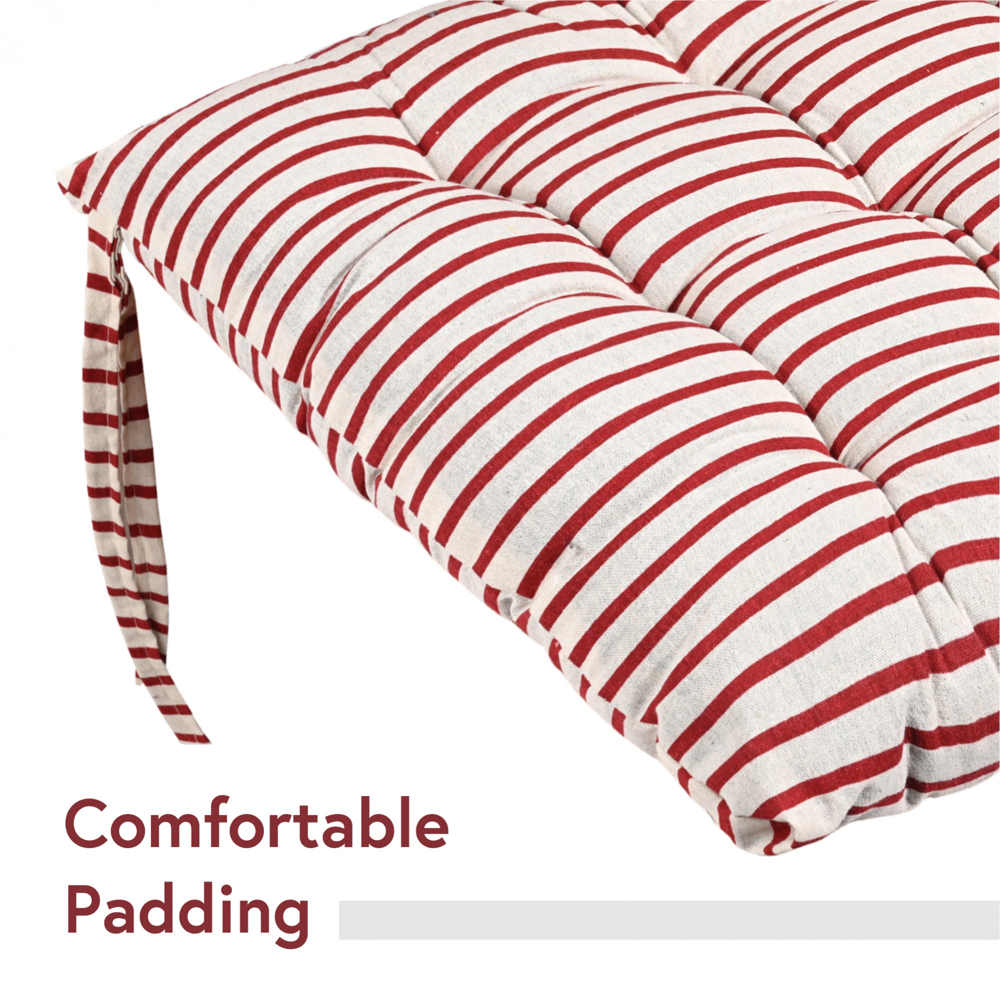 Kuber Industries Soft Cotton Chair Cushions for Sitting  Pillow for Office Work  Posture Support  Sitting Cushion  Back Rest for Chair  Dori Lining Print - Maroon