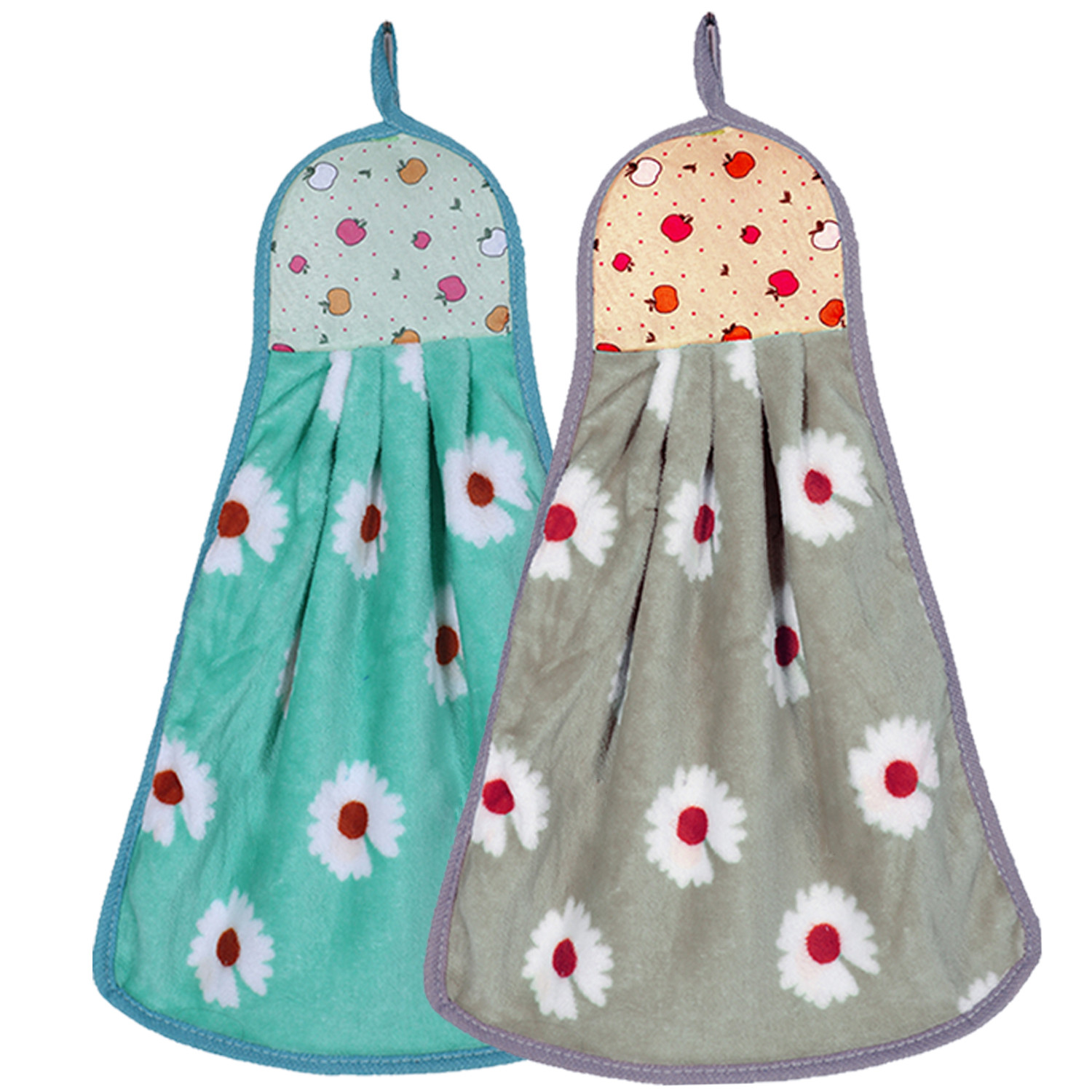 Kuber Industries Soft Cotton Flower Print Super Absorbent Hanging Napkin|Hand Towel For Washbasin & Kitchen,(Assorted)