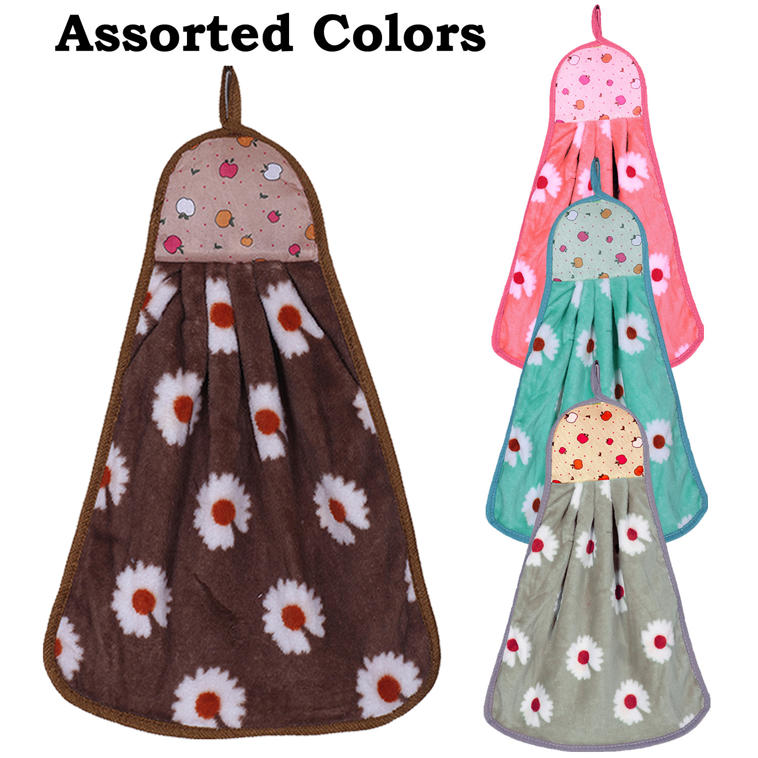 Kuber Industries Soft Cotton Flower Print Super Absorbent Hanging Napkin|Hand Towel For Washbasin & Kitchen,(Assorted)
