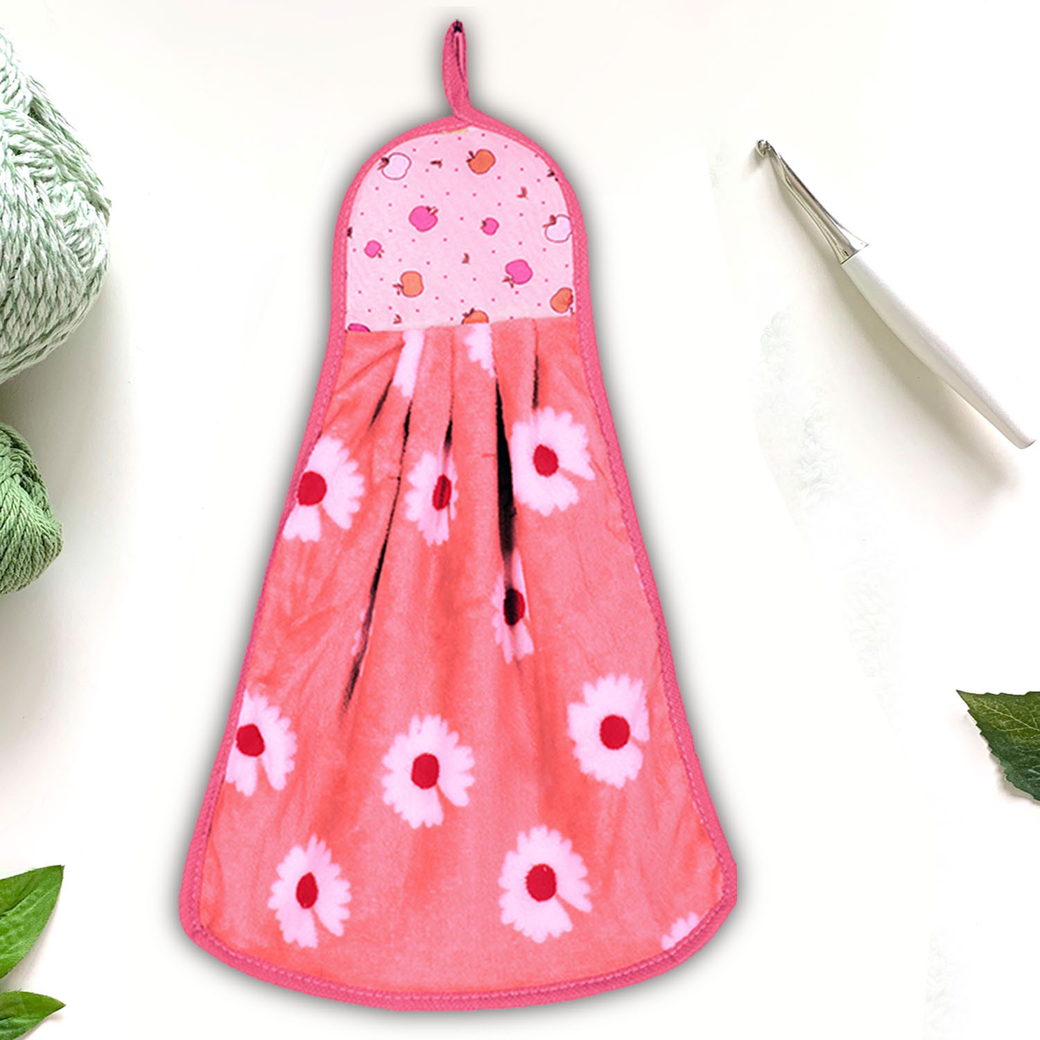 Kuber Industries Soft Cotton Flower Print Super Absorbent Hanging Napkin|Hand Towel For Washbasin & Kitchen,(Assorted)