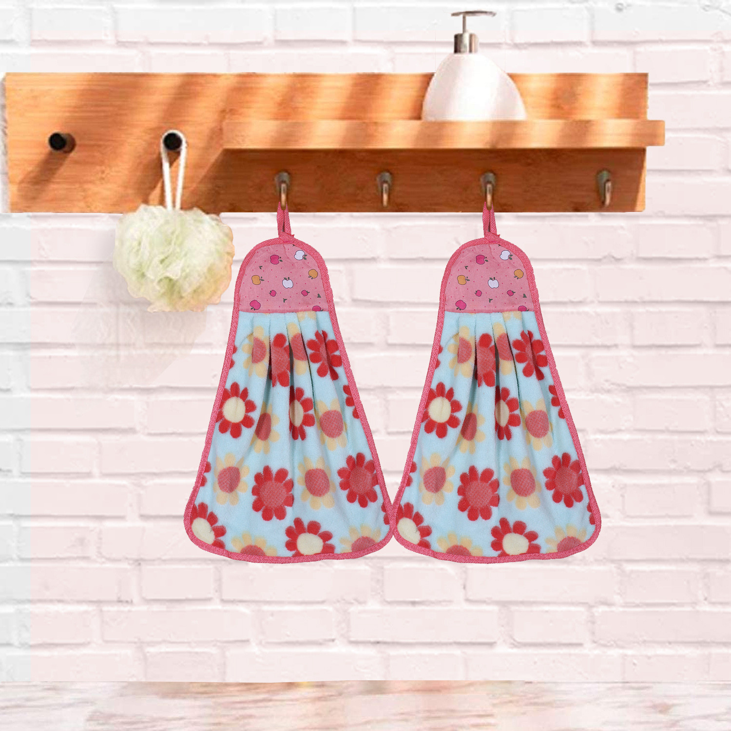 Kuber Industries Soft Cotton Flower Print Super Absorbent Hanging Napkin|Hand Towel For Washbasin & Kitchen,(Assorted)