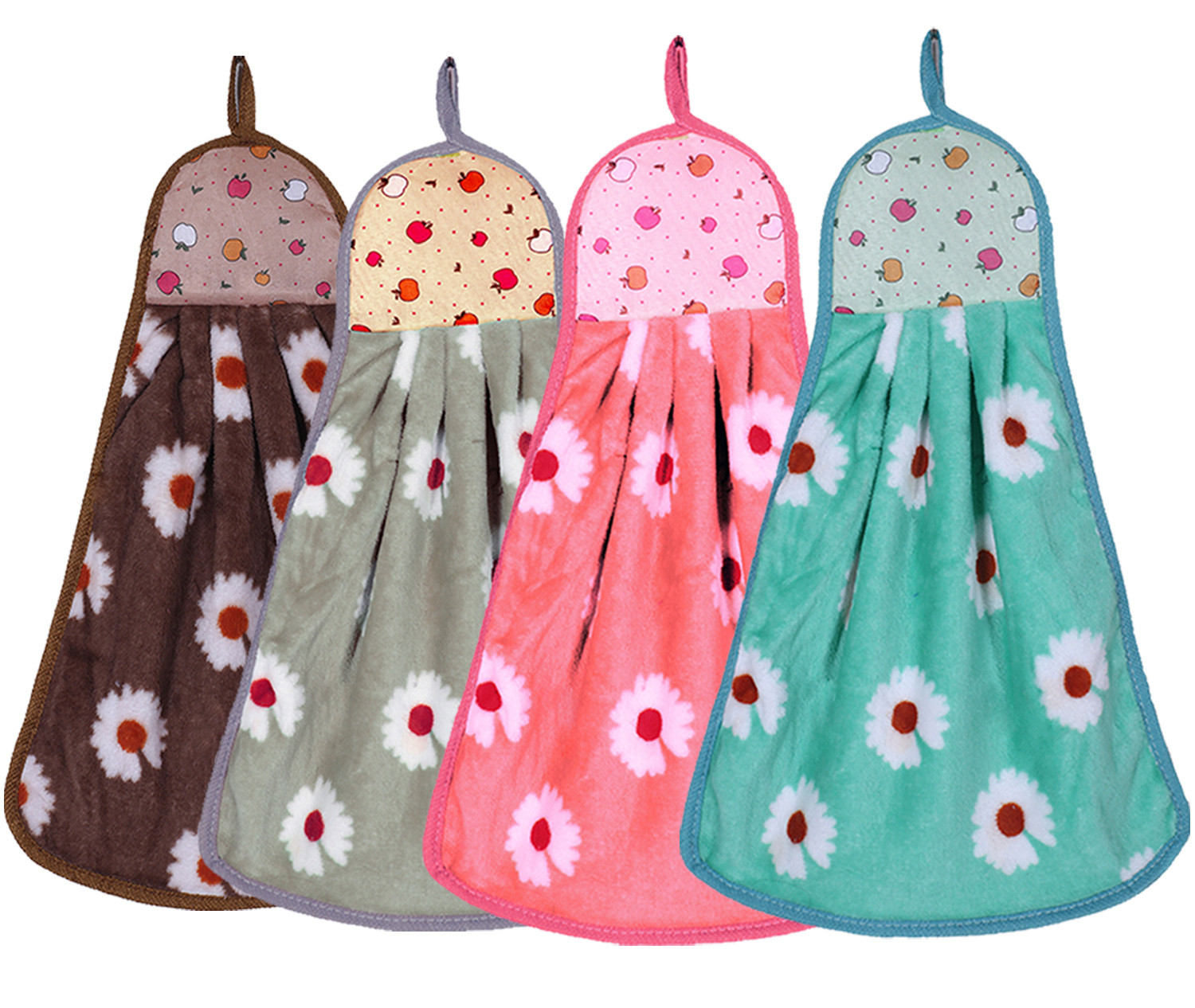 Kuber Industries Soft Cotton Flower Print Super Absorbent Hanging Napkin|Hand Towel For Washbasin & Kitchen,(Assorted)