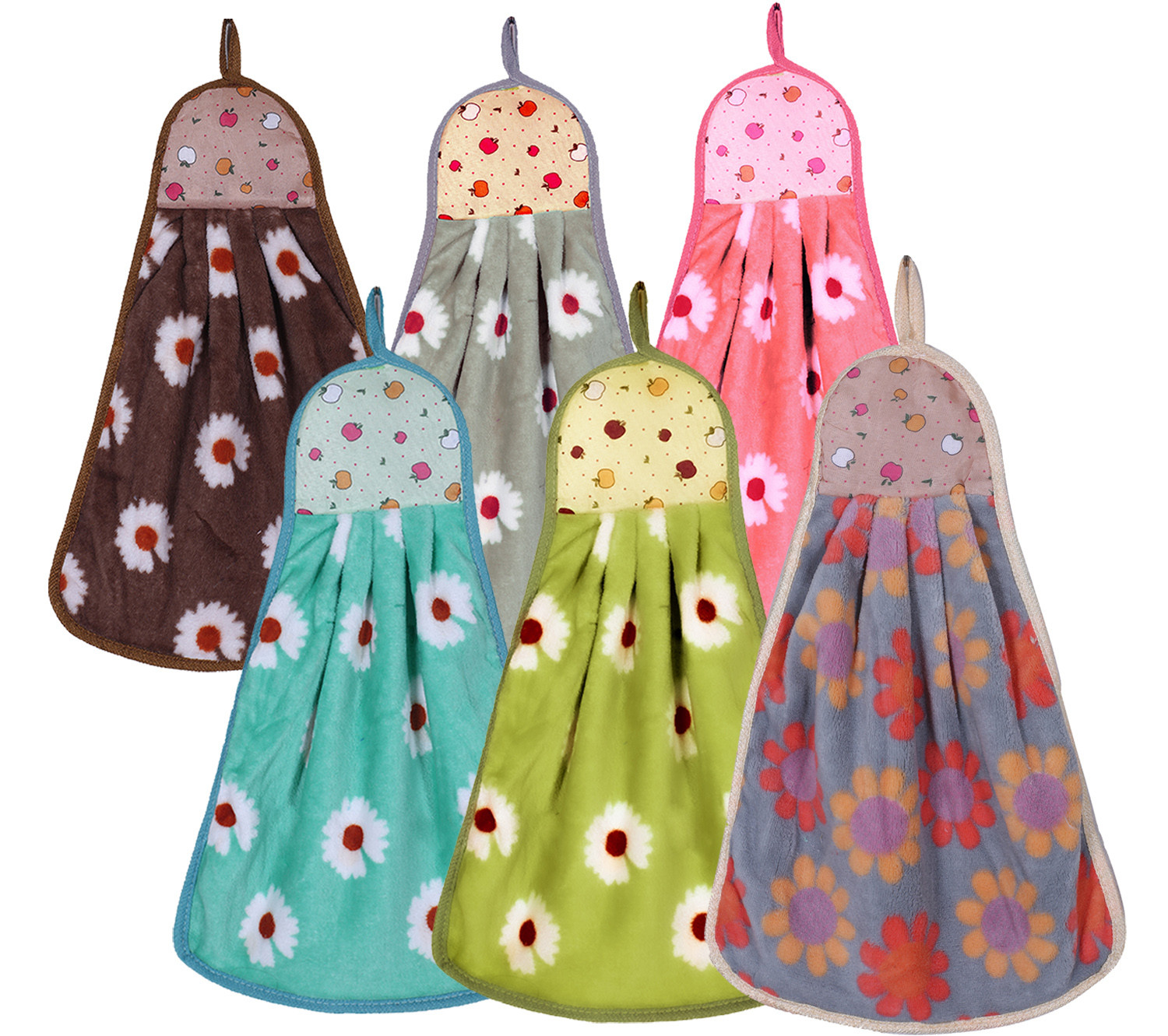 Kuber Industries Soft Cotton Flower Print Super Absorbent Hanging Napkin|Hand Towel For Washbasin & Kitchen,(Assorted)
