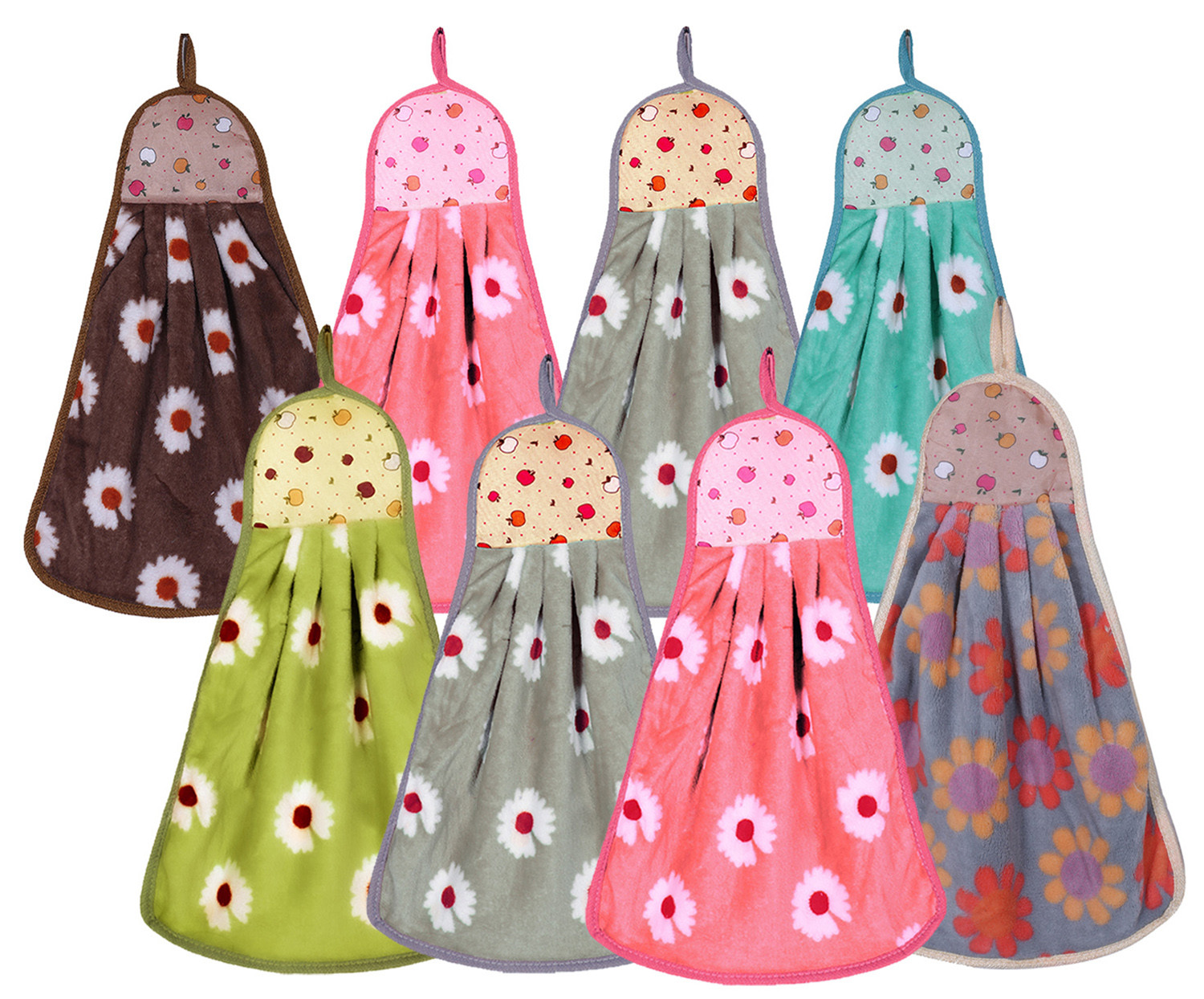 Kuber Industries Soft Cotton Flower Print Super Absorbent Hanging Napkin|Hand Towel For Washbasin & Kitchen,(Assorted)