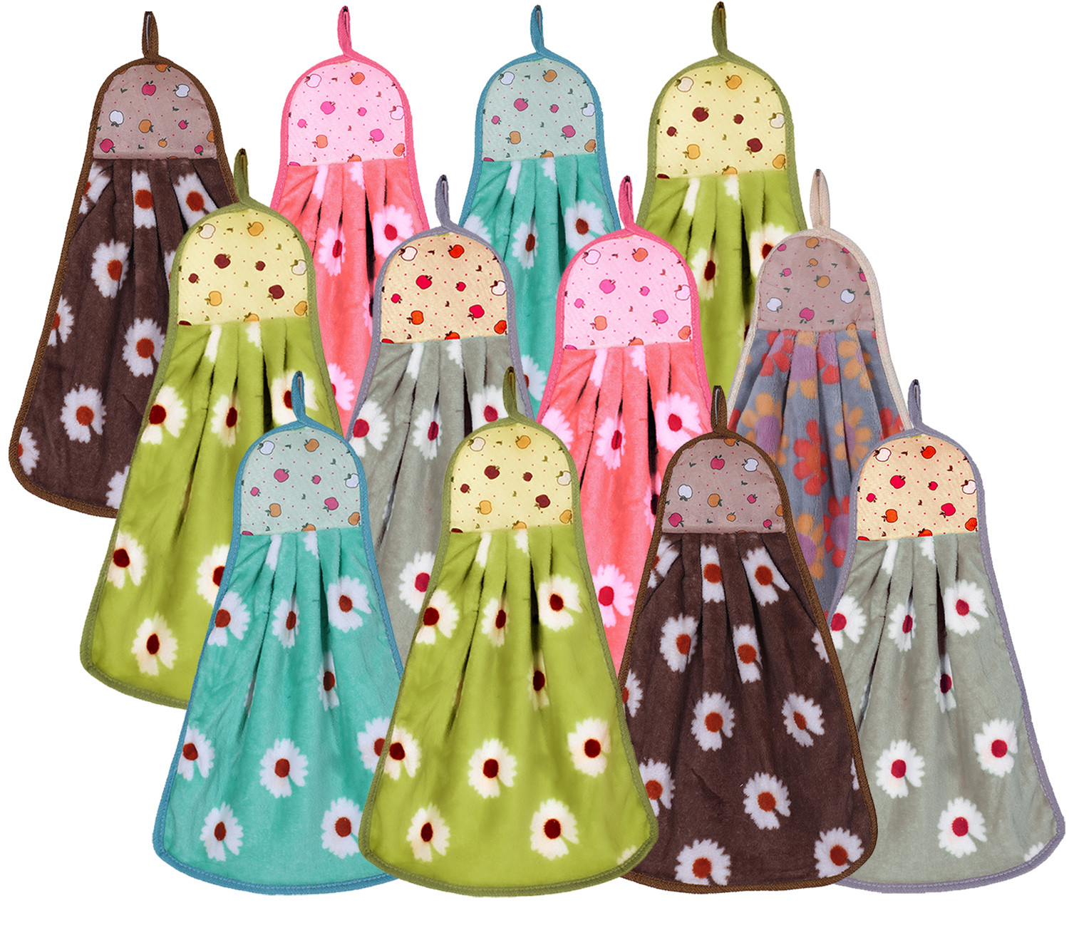 Kuber Industries Soft Cotton Flower Print Super Absorbent Hanging Napkin|Hand Towel For Washbasin & Kitchen,(Assorted)