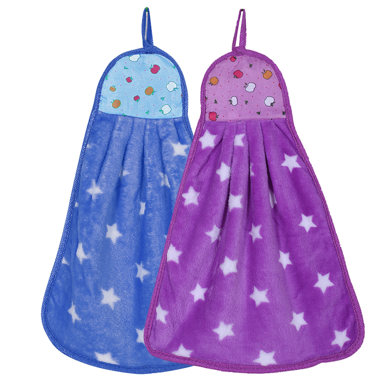 Kuber Industries Soft Cotton Star Print Super Absorbent Hanging Napkin|Hand Towel For Washbasin & Kitchen,(Assorted)