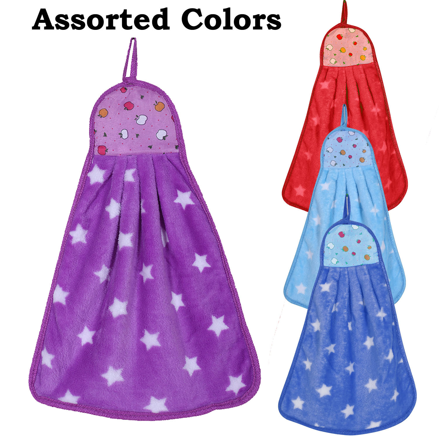 Kuber Industries Soft Cotton Star Print Super Absorbent Hanging Napkin|Hand Towel For Washbasin & Kitchen,(Assorted)