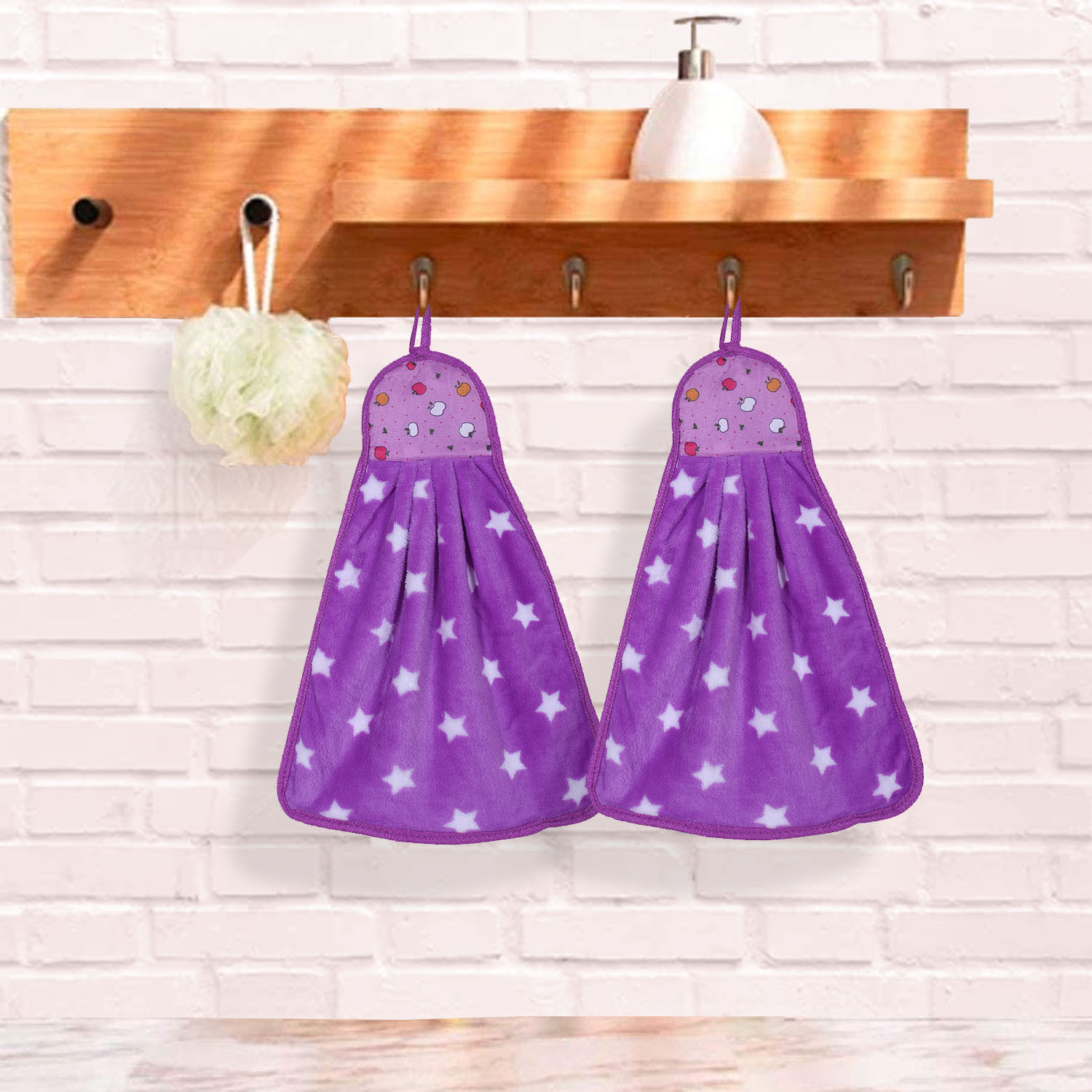 Kuber Industries Soft Cotton Star Print Super Absorbent Hanging Napkin|Hand Towel For Washbasin & Kitchen,(Assorted)