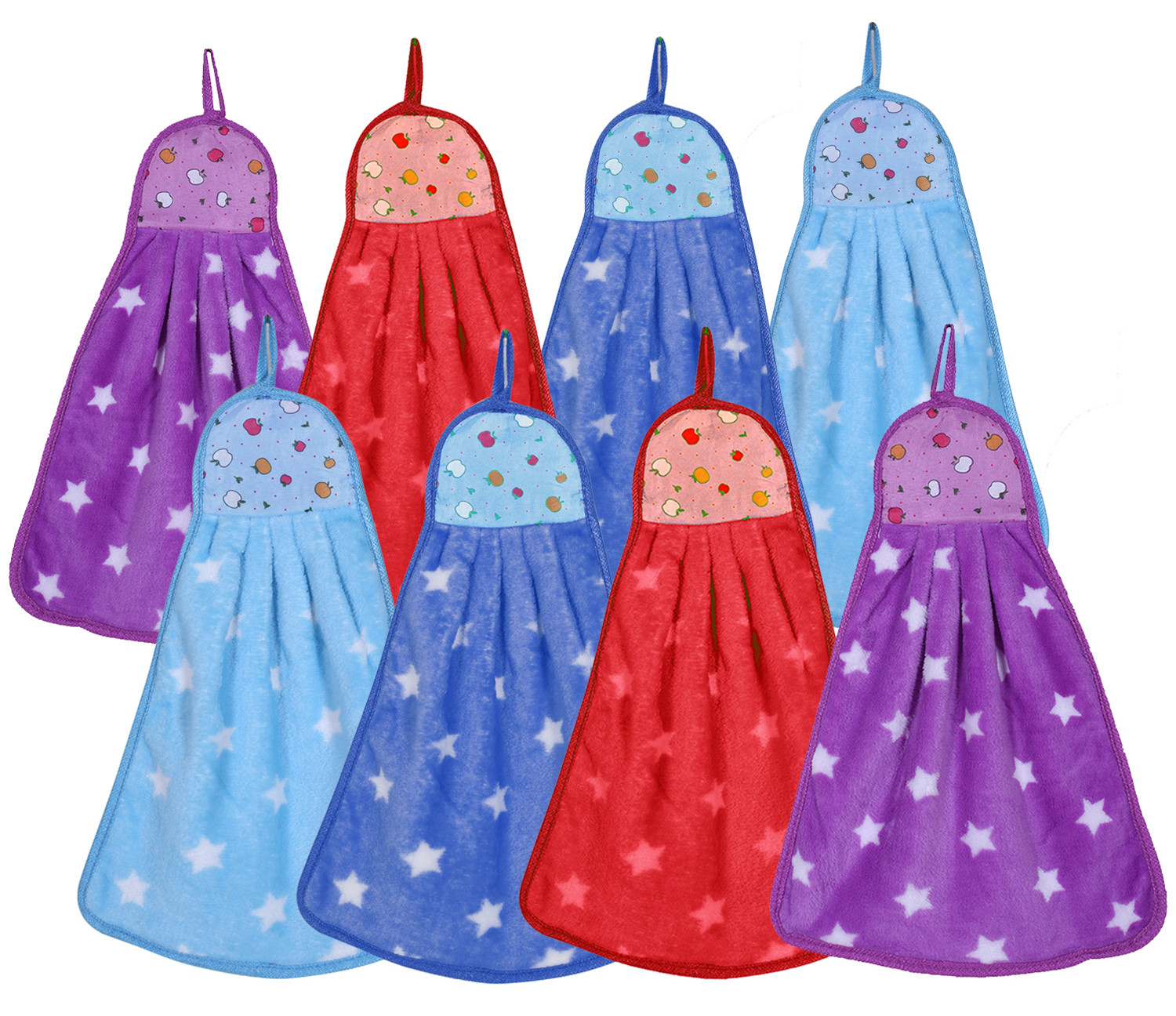 Kuber Industries Soft Cotton Star Print Super Absorbent Hanging Napkin|Hand Towel For Washbasin & Kitchen,(Assorted)