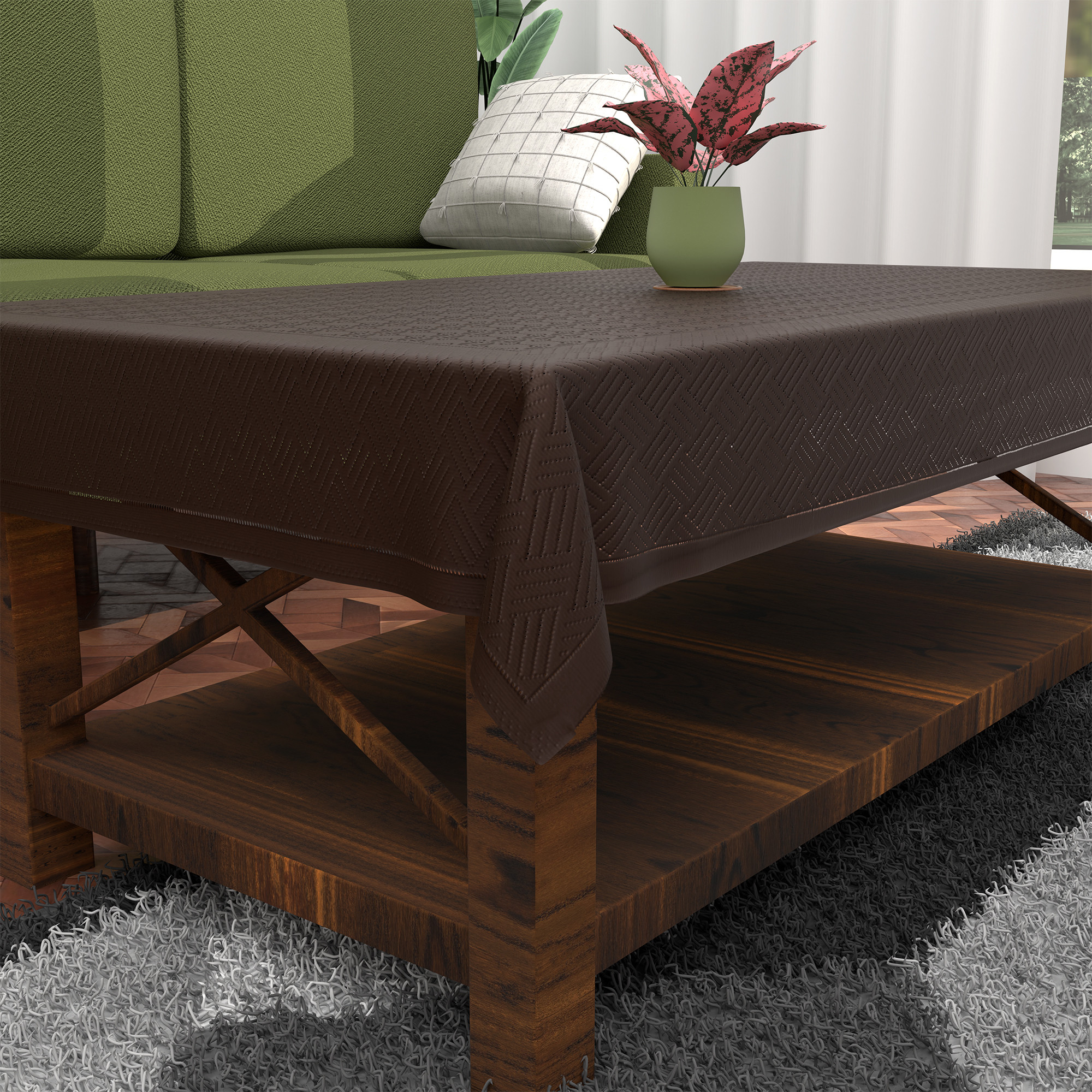 Kuber Industries Soft Cotton Table Cloth for  Dining Table    Durable  Washable Table Sheet  Protector Cover for HomeOffice Centre Table  Galaxy 1704 - Dark Brown