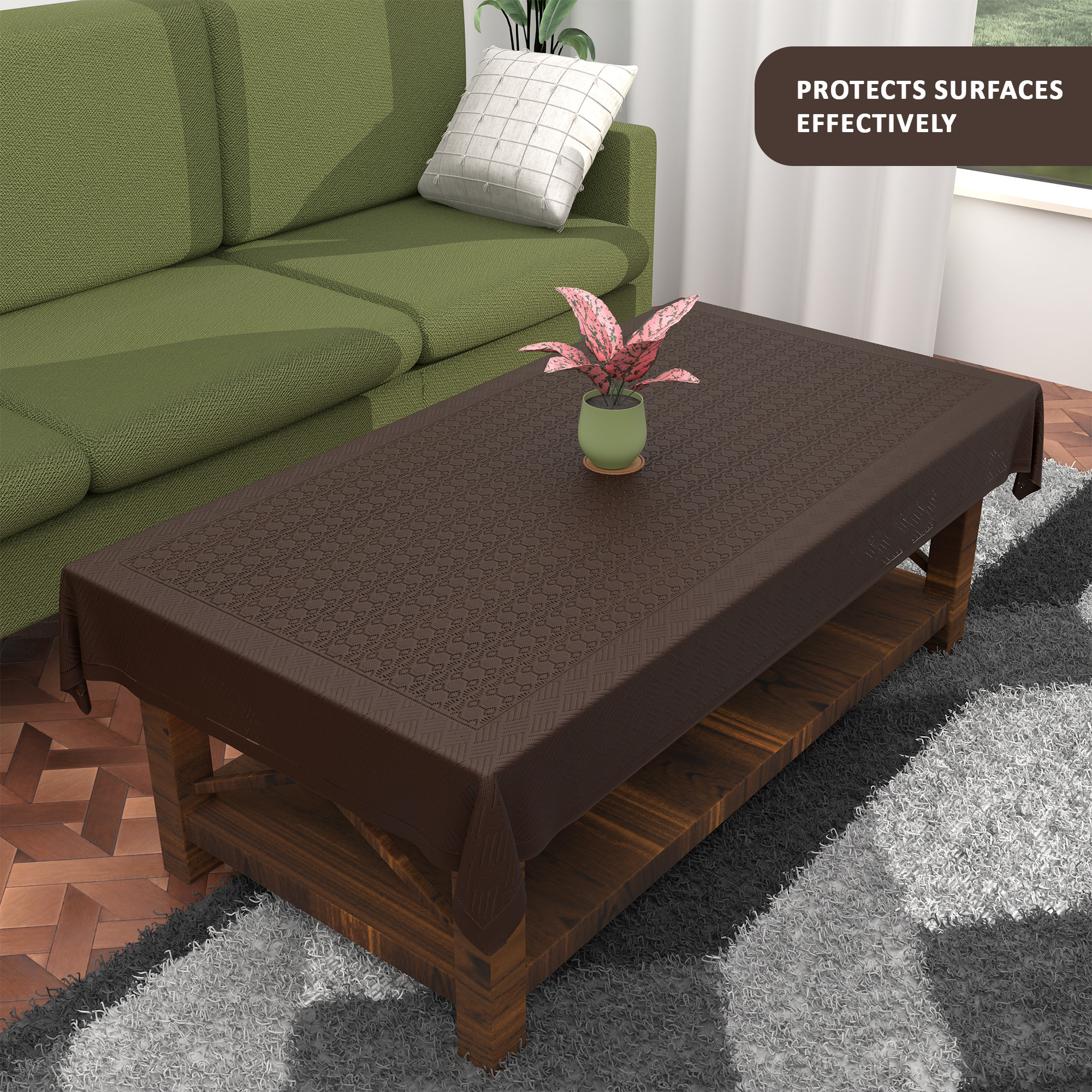 Kuber Industries Soft Cotton Table Cloth for  Dining Table    Durable  Washable Table Sheet  Protector Cover for HomeOffice Centre Table  Galaxy 1704 - Dark Brown