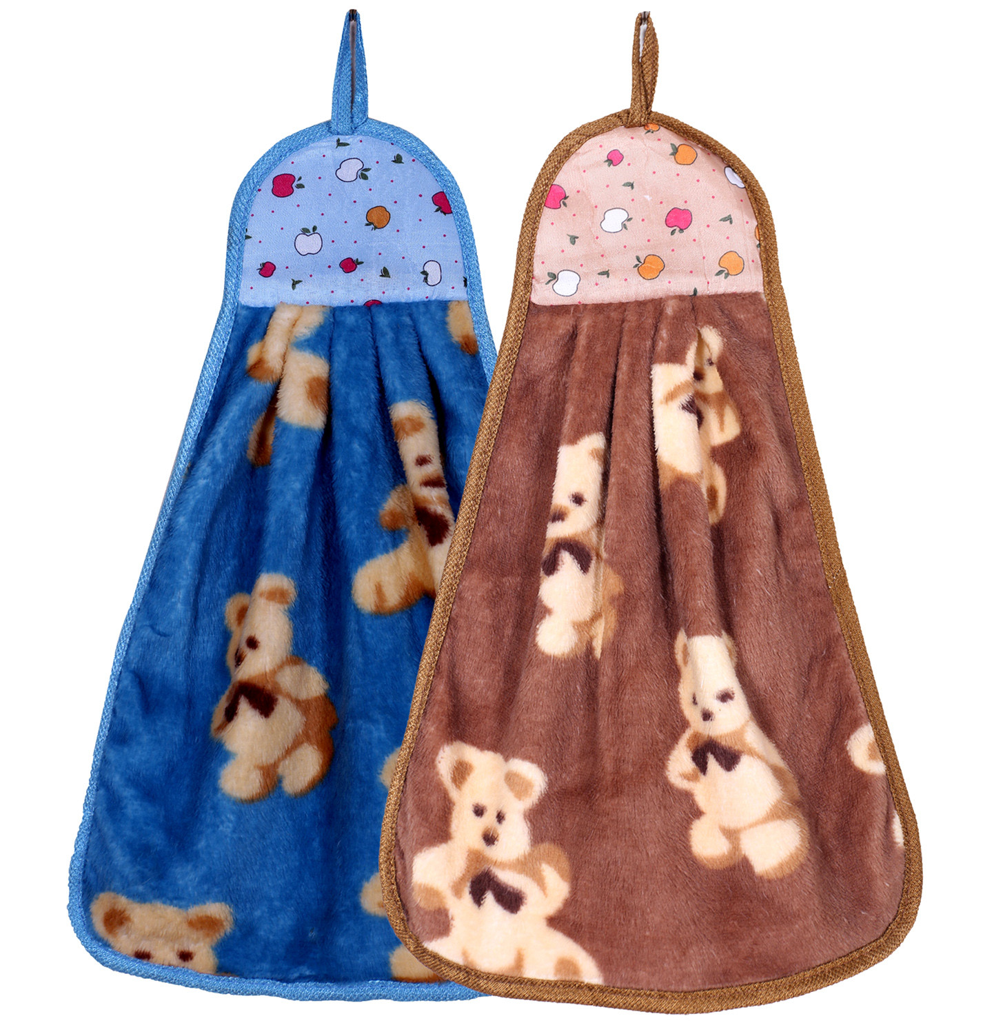 Kuber Industries Soft Cotton Teddy Bear Super Absorbent Hanging Napkin|Hand Towel For Washbasin & Kitchen,(Assorted)