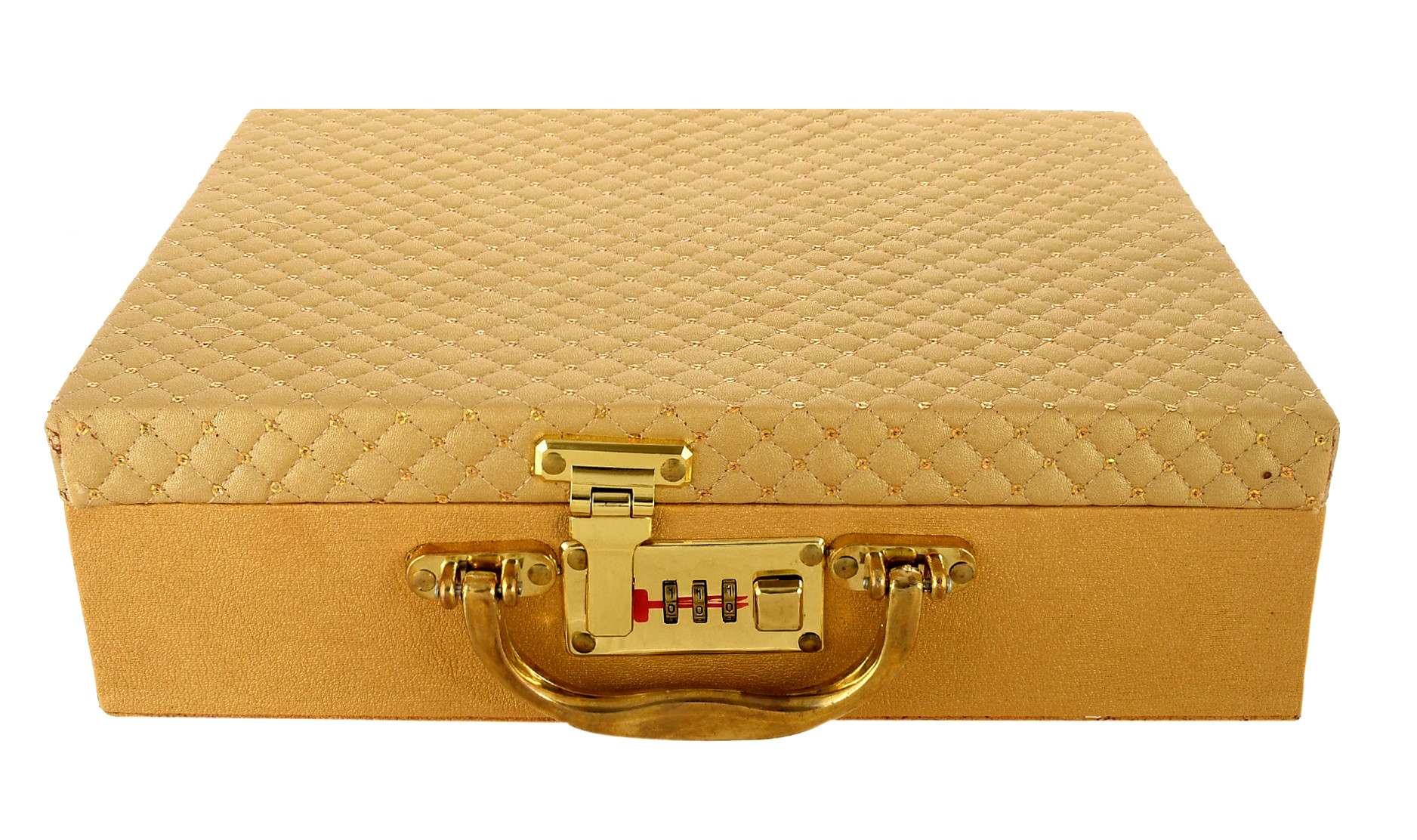 Kuber Industries Soft Leather Bracelet Jewellery Box with 3 Removable Rolls-Holder Stores Bracelets,Bangles & Watches-Organizer With Lock System (Gold)