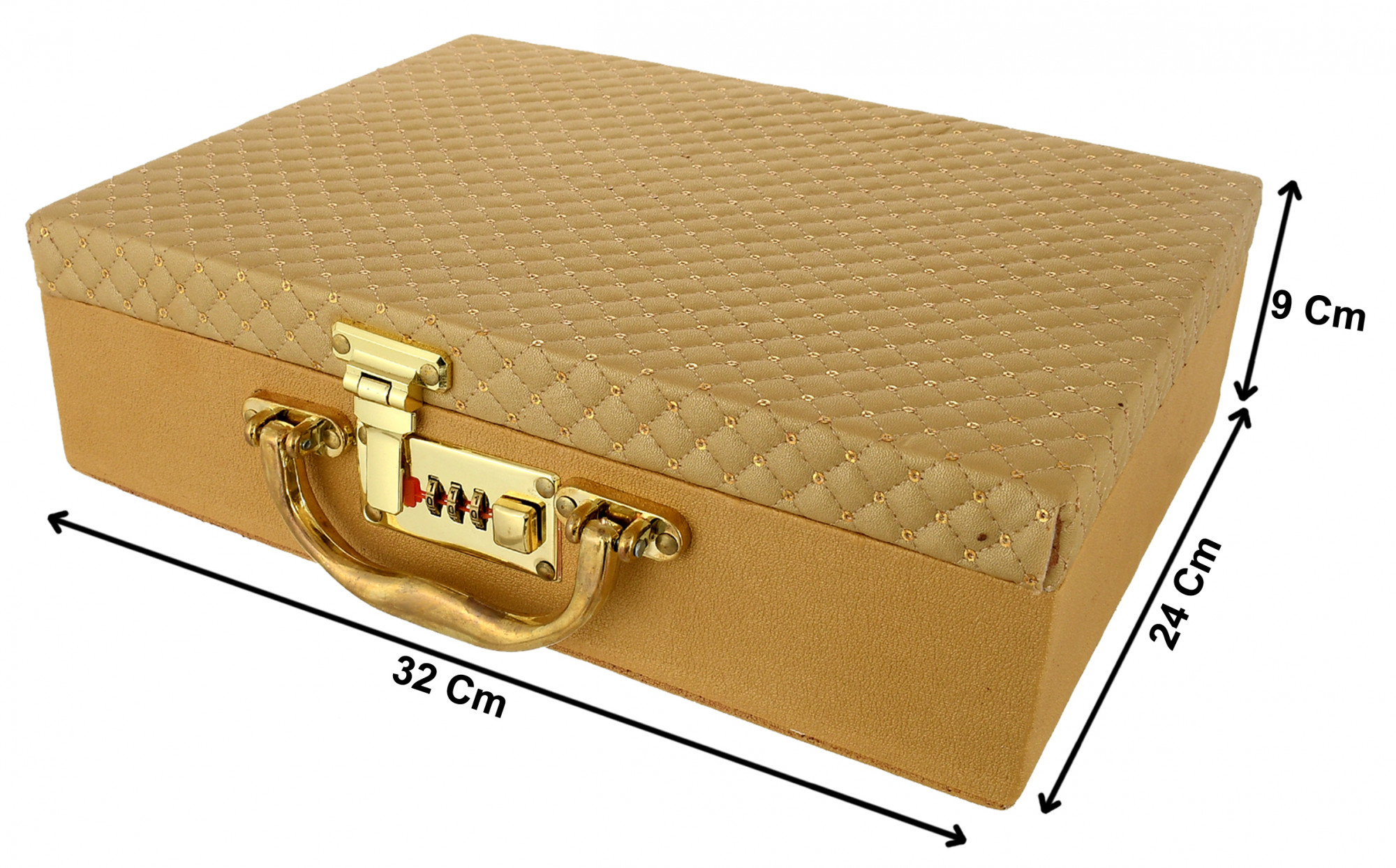 Kuber Industries Soft Leather Bracelet Jewellery Box with 3 Removable Rolls-Holder Stores Bracelets,Bangles & Watches-Organizer With Lock System (Gold)