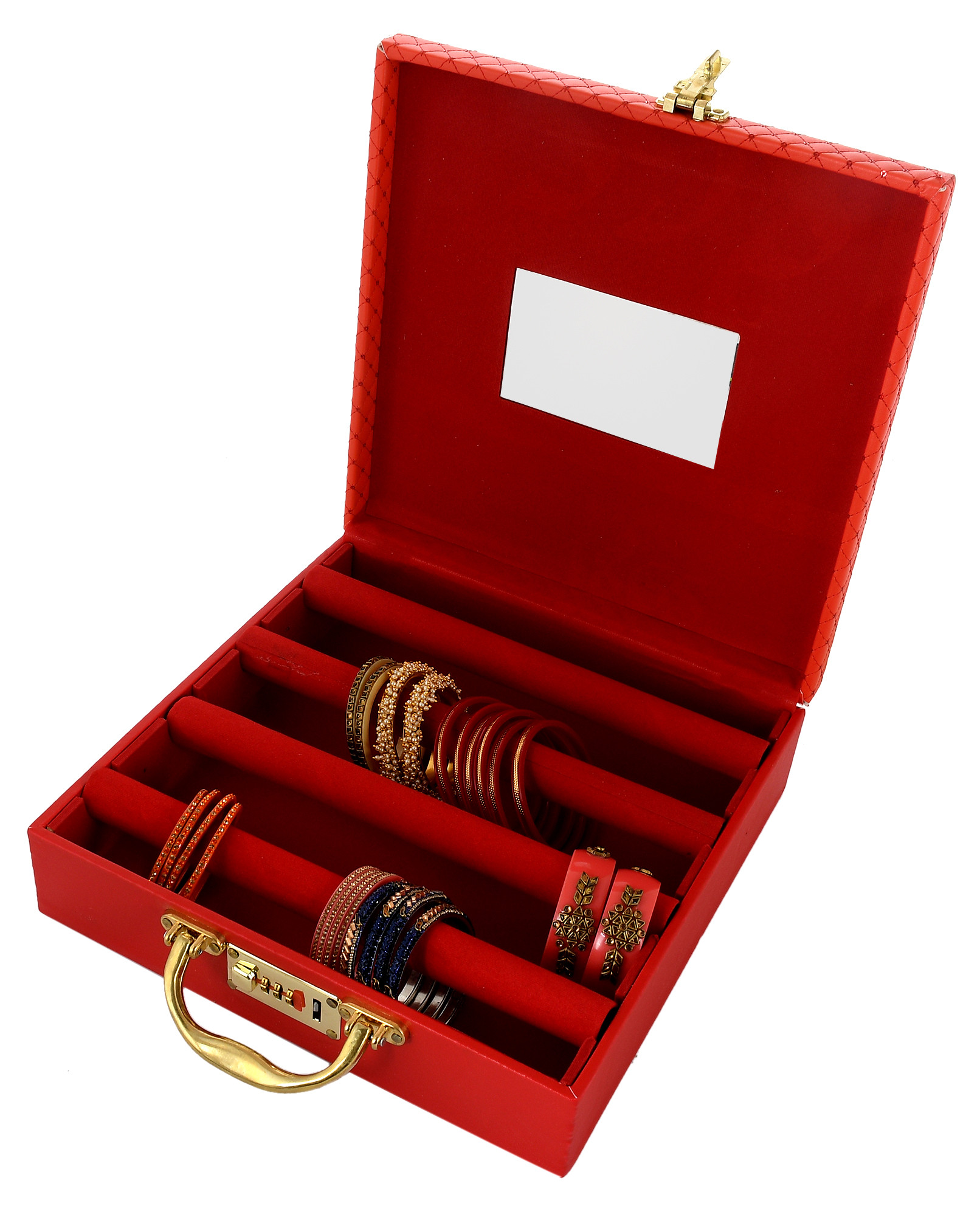 Kuber Industries Soft Leather Bracelet Jewellery Box with 5 Removable Rolls-Holder Stores Bracelets,Bangles & Watches-Organizer With Lock System (Maroon)