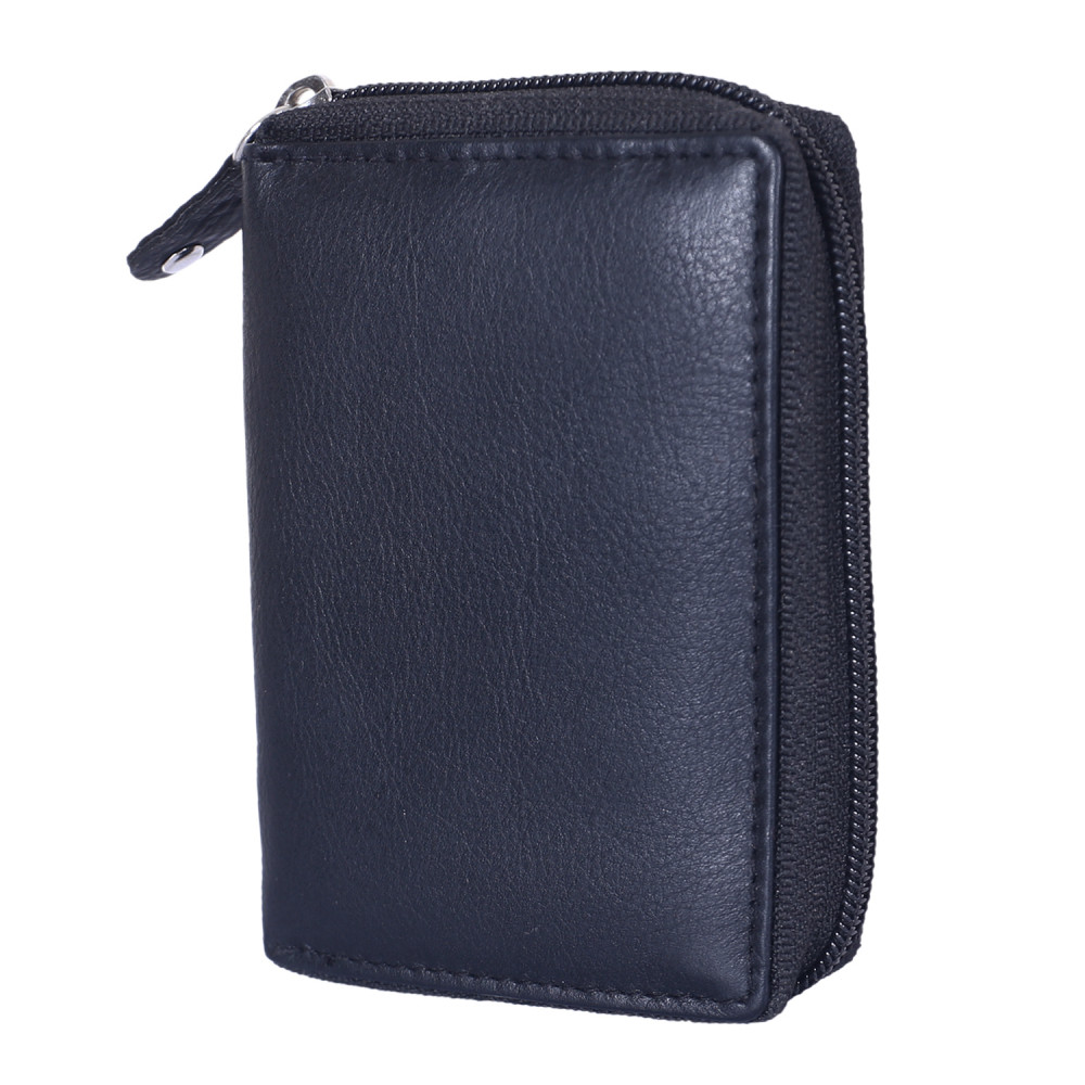 Kuber Industries Soft Leather Card Holder | Zipper Wallet For Man &amp; Woman With 11 Slot (Black)