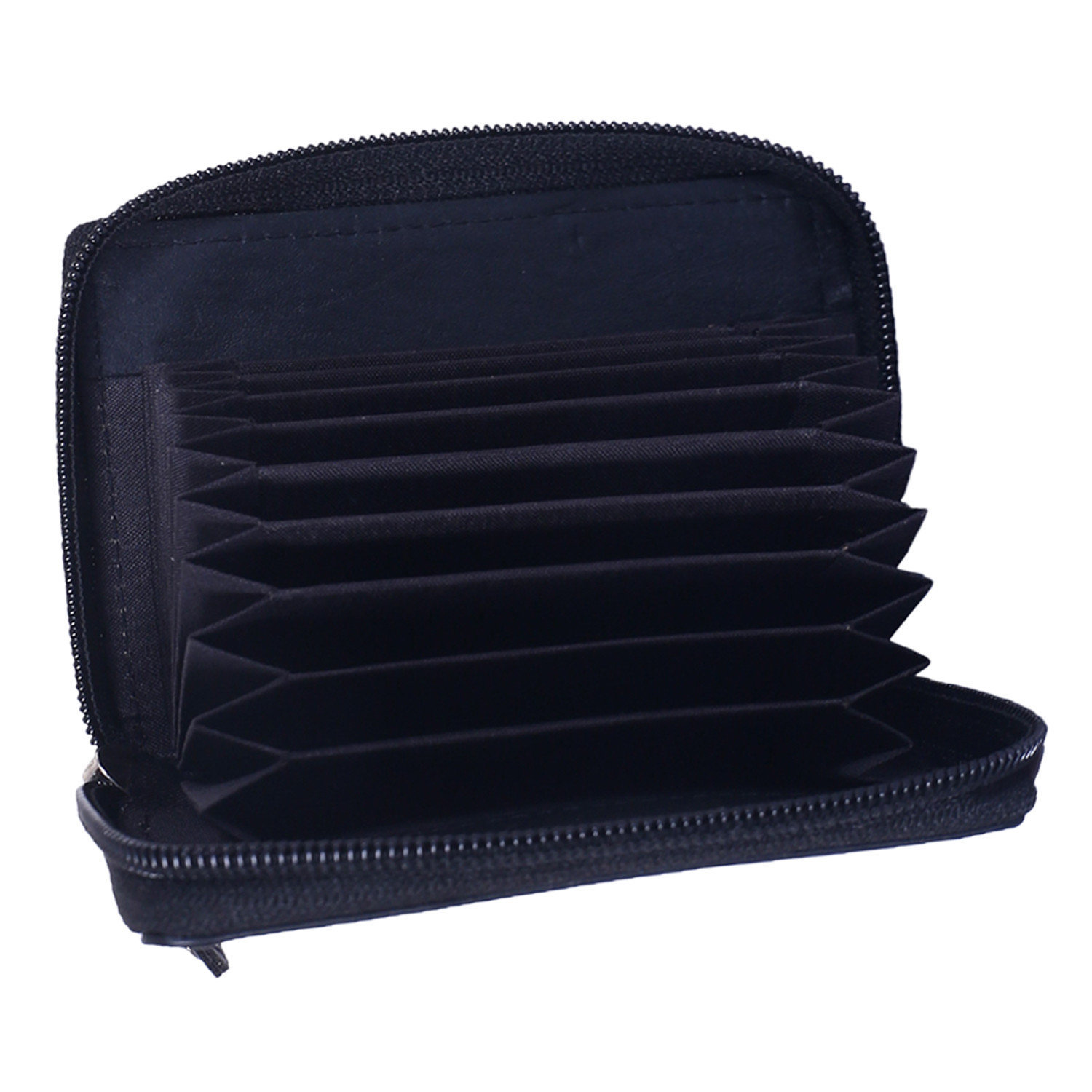 Kuber Industries Soft Leather Card Holder | Zipper Wallet For Man & Woman With 11 Slot (Black)