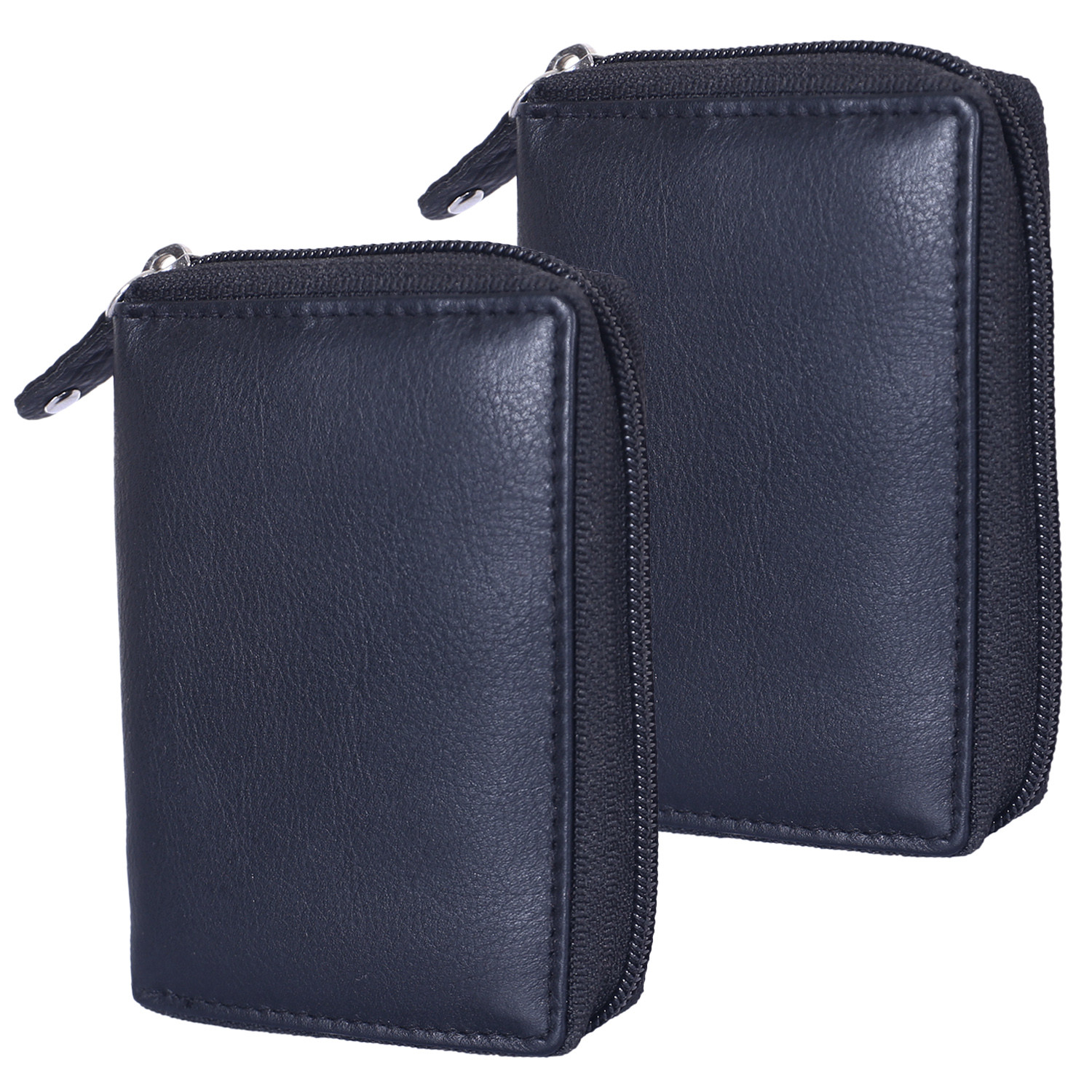 Kuber Industries Soft Leather Card Holder | Zipper Wallet For Man & Woman With 11 Slot (Black)