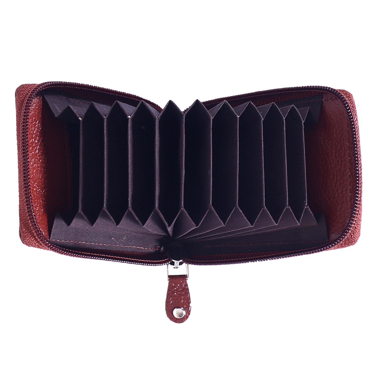 Kuber Industries Soft Leather Card Holder | Zipper Wallet For Man & Woman With 11 Slot (Brown)