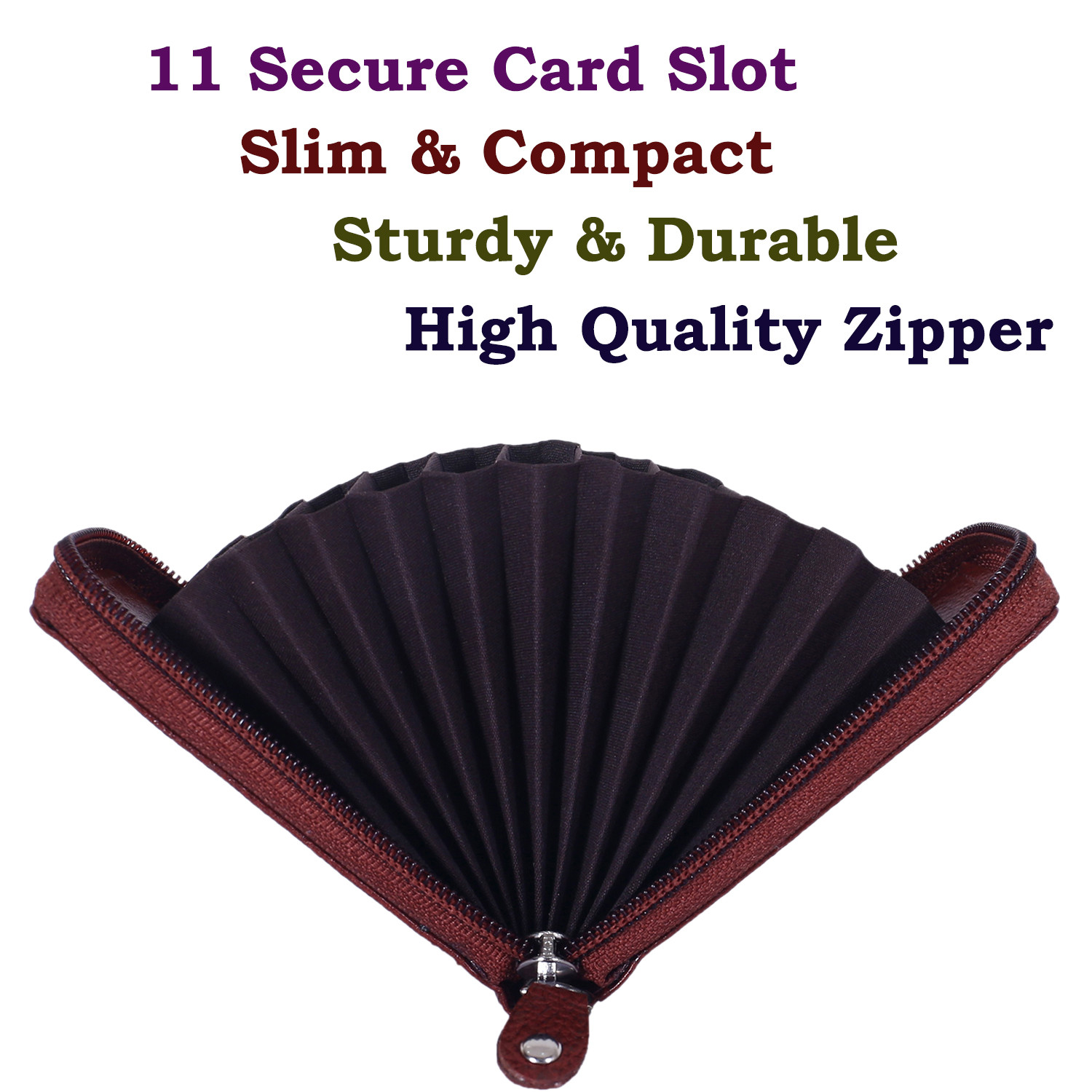 Kuber Industries Soft Leather Card Holder | Zipper Wallet For Man & Woman With 11 Slot (Brown)