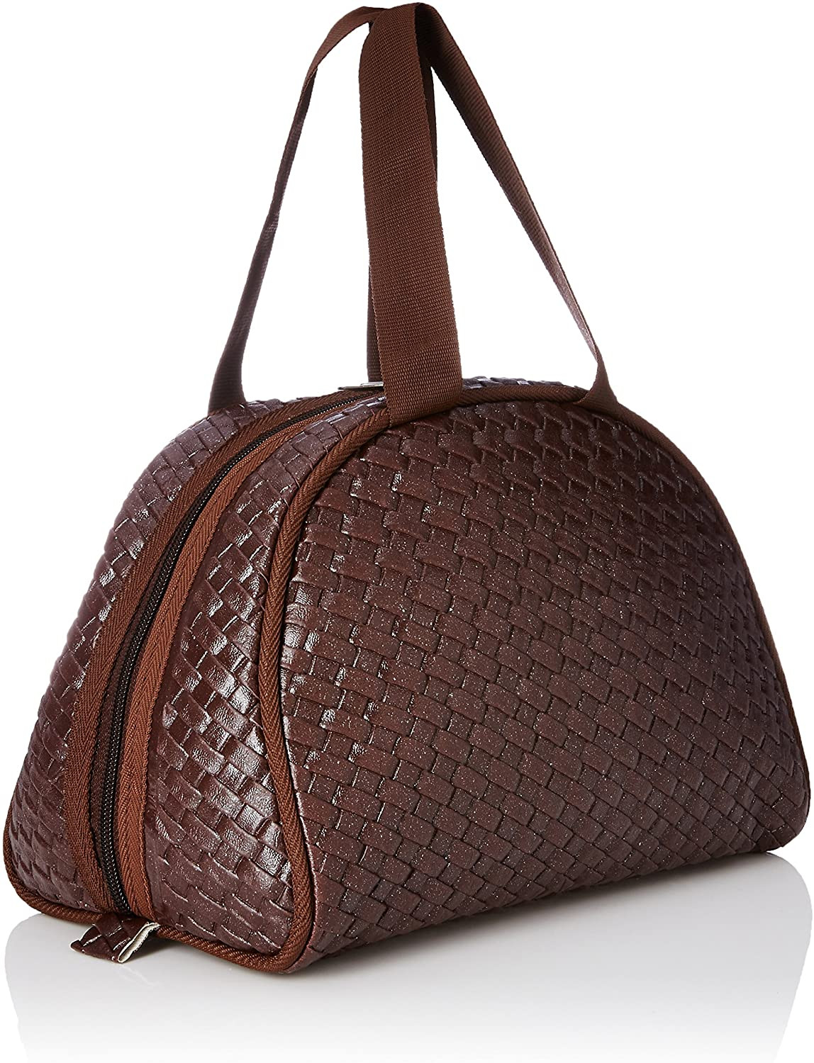 Kuber Industries Soft Leather Women Handbag,Make Up Kit Cum Jewellery Kit (Brown)