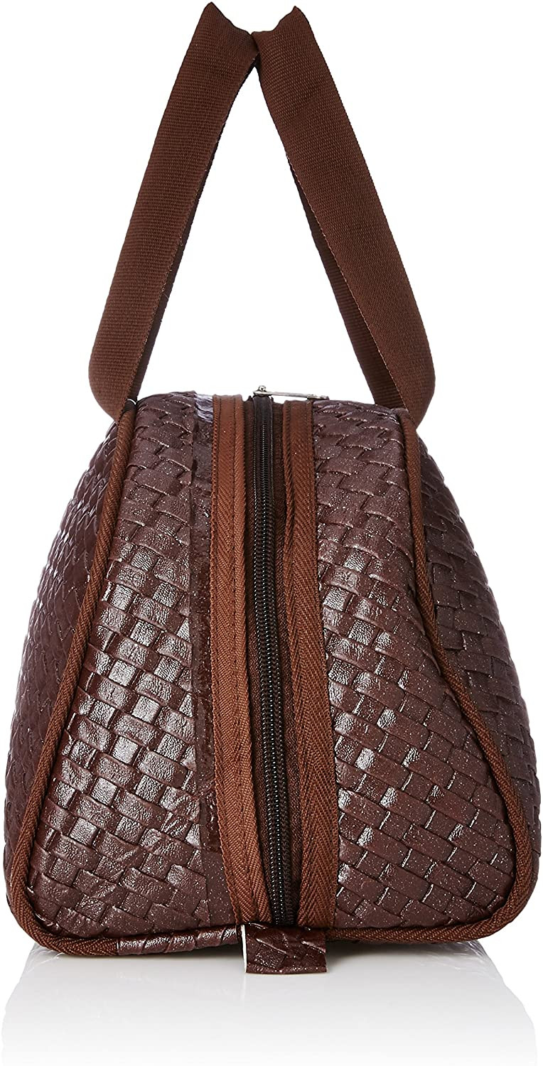 Kuber Industries Soft Leather Women Handbag,Make Up Kit Cum Jewellery Kit (Brown)
