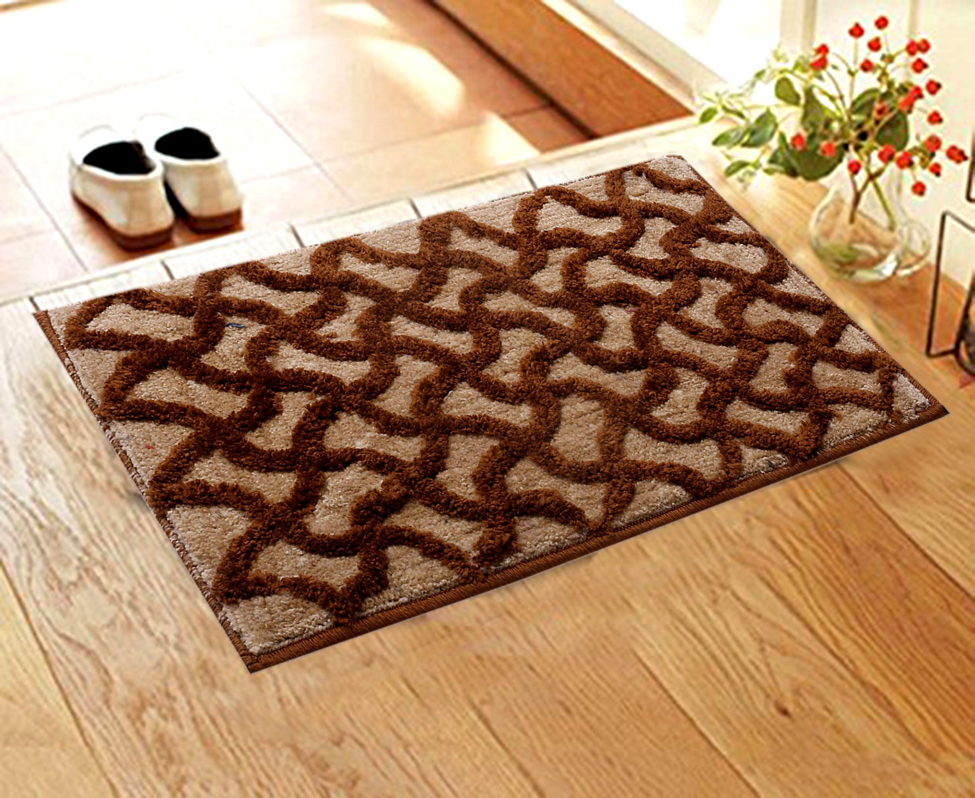 Kuber Industries Soft, lightweigth, Washable, Non Slip Doormat Entrance Rug Dirt Trapper Mat Shoes Scraper for Entry, Patio, Porch (Grey)