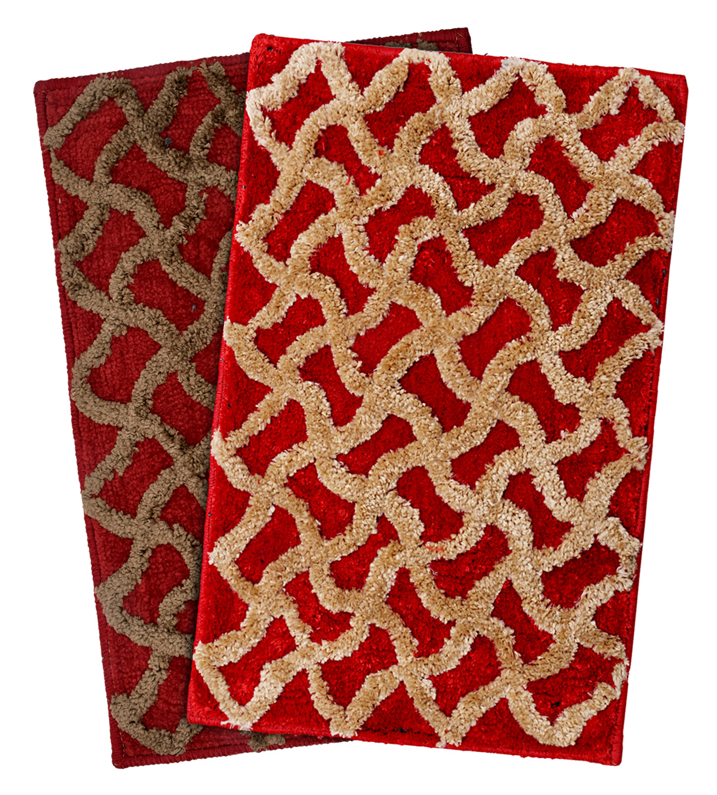 Kuber Industries Soft, lightweigth, Washable, Non Slip Doormat Entrance Rug Dirt Trapper Mat Shoes Scraper for Entry, Patio, Porch- Pack of 2 (Maroon & Red)