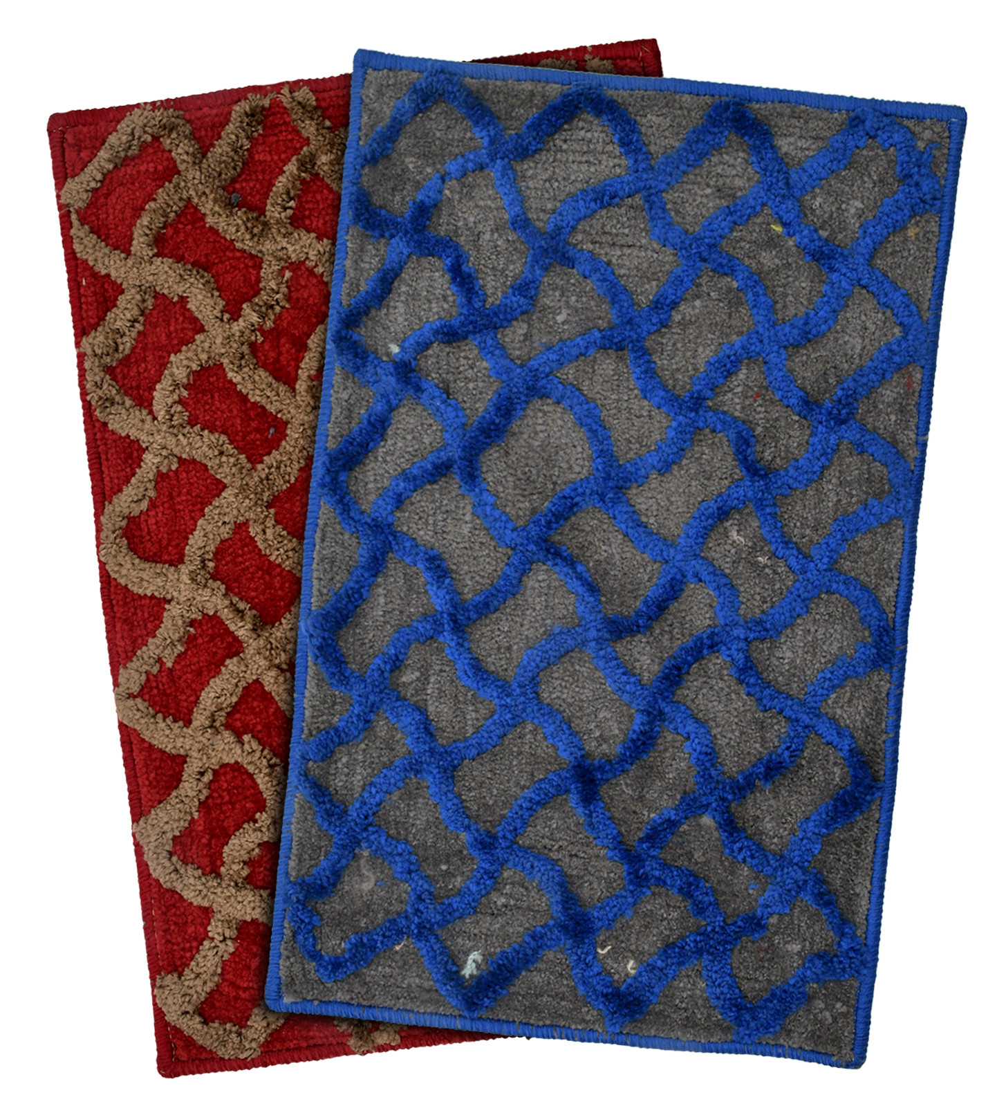 Kuber Industries Soft, lightweigth, Washable, Non Slip Doormat Entrance Rug Dirt Trapper Mat Shoes Scraper for Entry, Patio, Porch- Pack of 2 (Maroon & Blue)