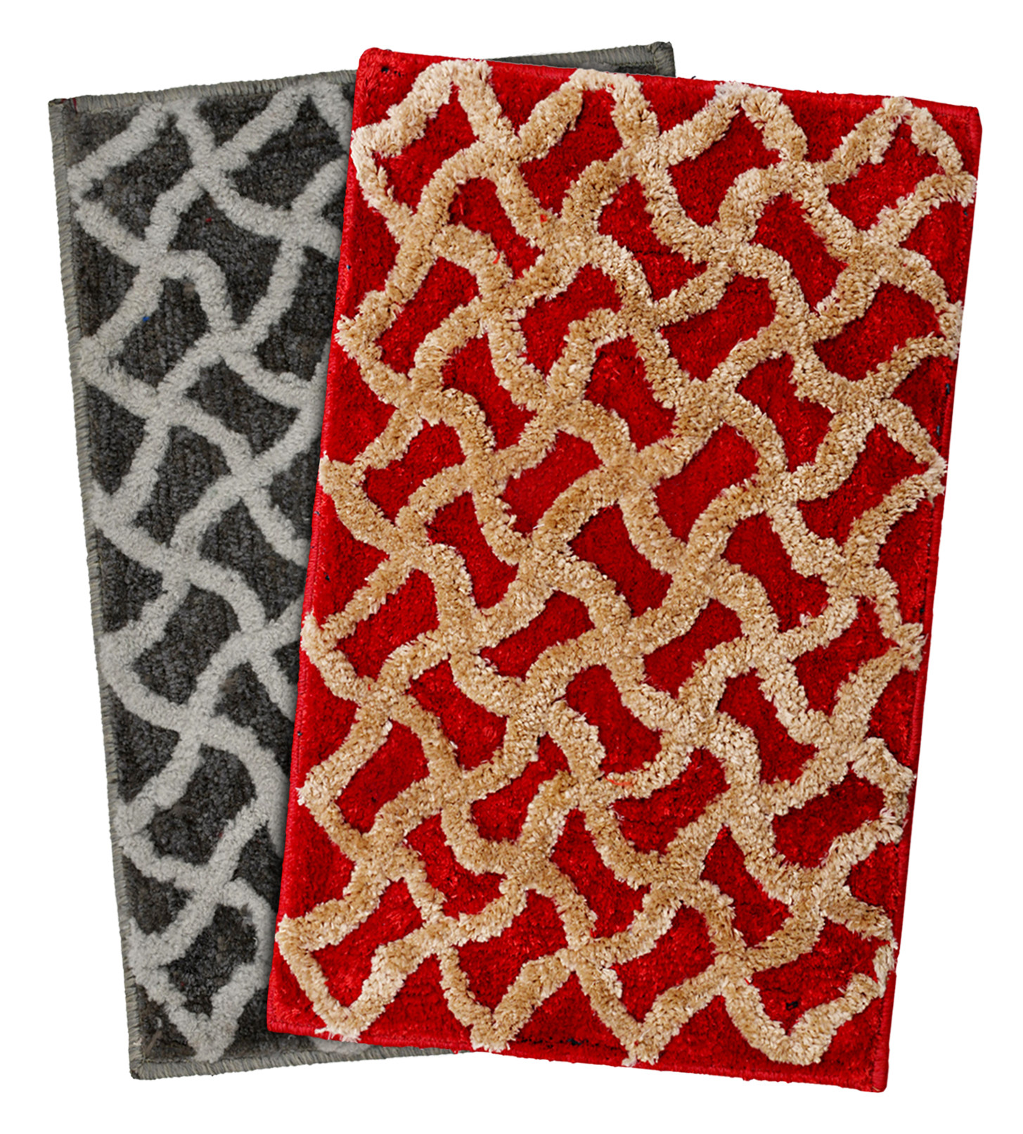 Kuber Industries Soft, lightweigth, Washable, Non Slip Doormat Entrance Rug Dirt Trapper Mat Shoes Scraper for Entry, Patio, Porch- Pack of 2 (Grey & Red)