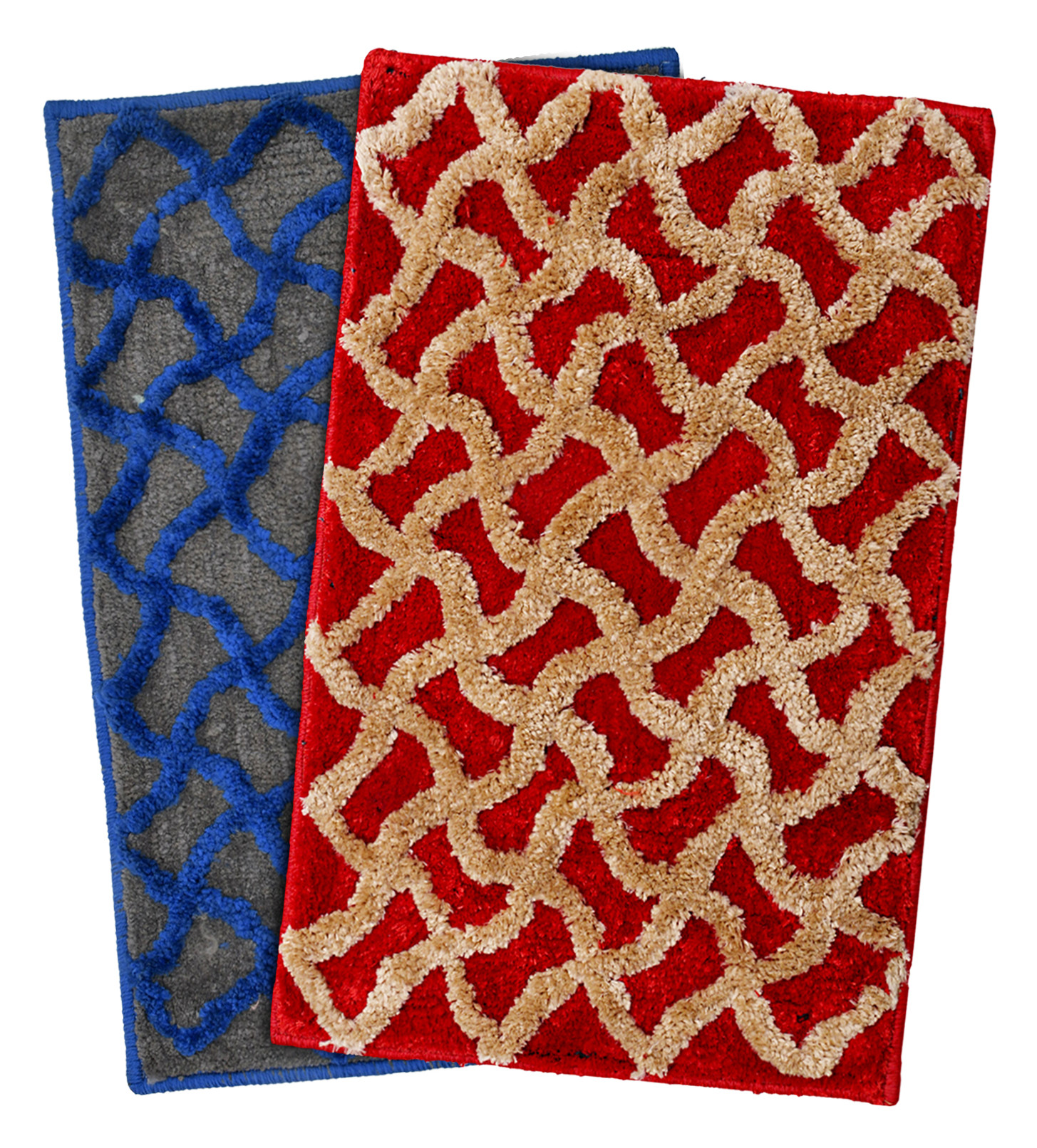 Kuber Industries Soft, lightweigth, Washable, Non Slip Doormat Entrance Rug Dirt Trapper Mat Shoes Scraper for Entry, Patio, Porch- Pack of 2 (Red & Blue)