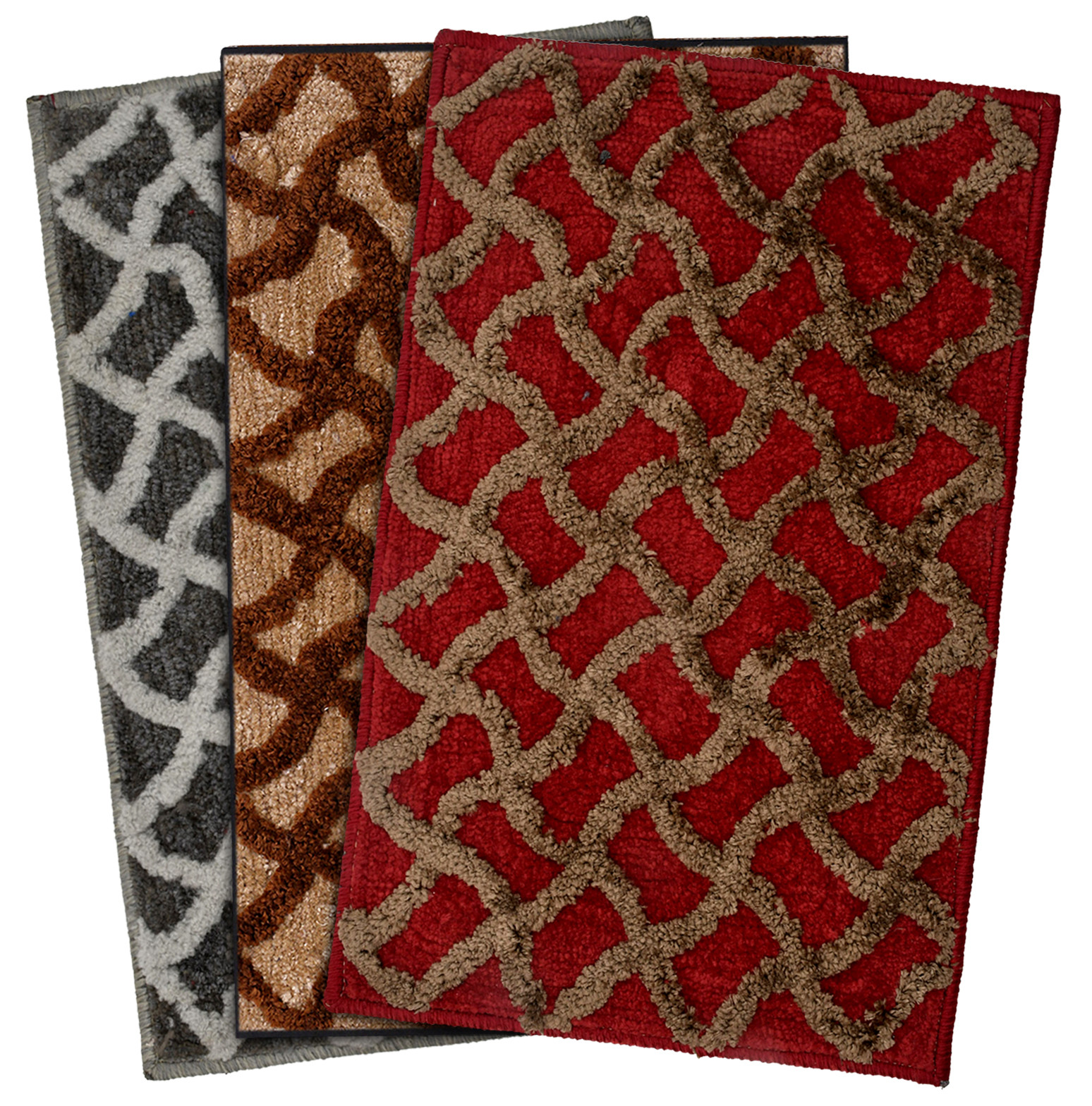 Kuber Industries Soft, lightweigth, Washable, Non Slip Doormat Entrance Rug Dirt Trapper Mat Shoes Scraper for Entry, Patio, Porch- Pack of 3 (Maroon & Brown & Grey)