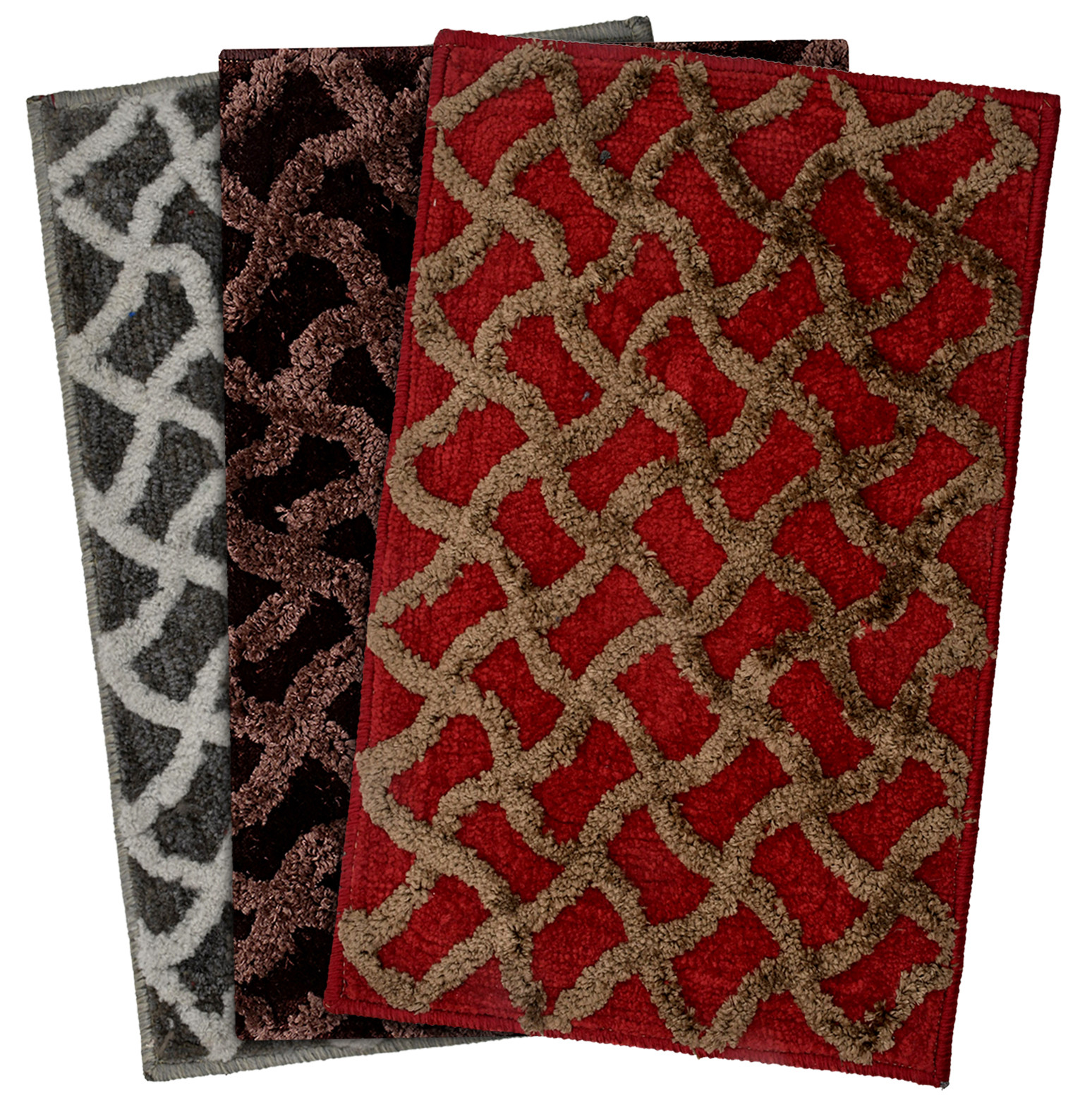 Kuber Industries Soft, lightweigth, Washable, Non Slip Doormat Entrance Rug Dirt Trapper Mat Shoes Scraper for Entry, Patio, Porch- Pack of 3 (Maroon & Dark Brown & Grey)