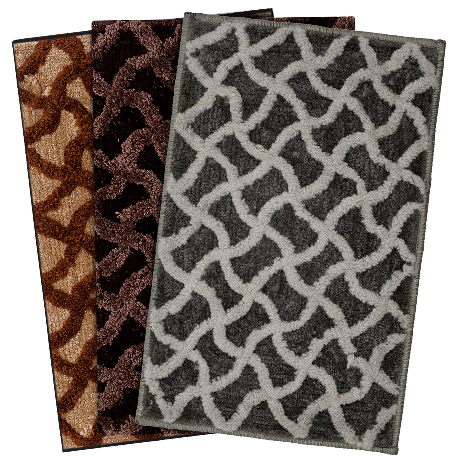 Kuber Industries Soft, lightweigth, Washable, Non Slip Doormat Entrance Rug Dirt Trapper Mat Shoes Scraper for Entry, Patio, Porch- Pack of 3 (Brown & Dark Brown & Grey)