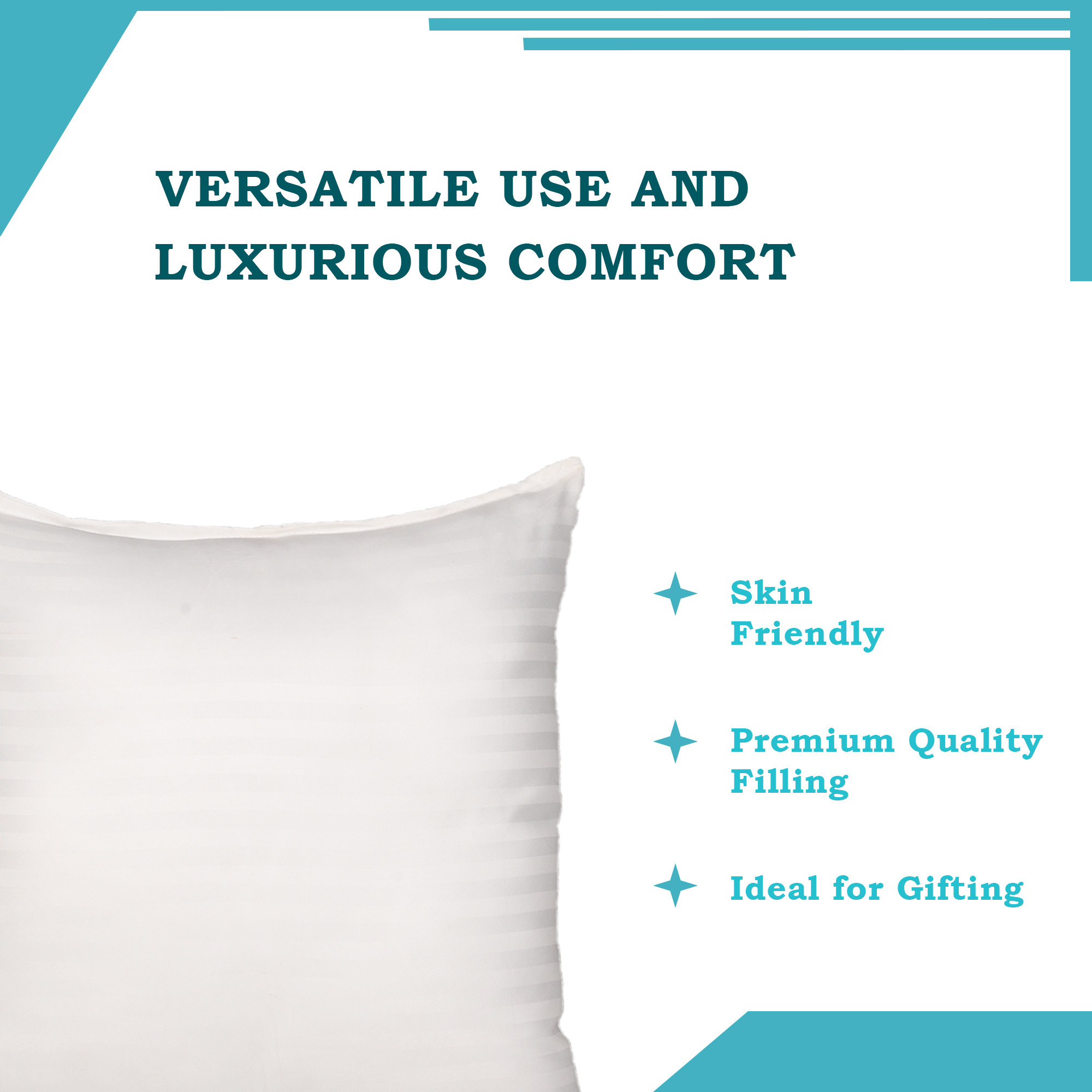 Kuber Industries Soft Microfiber Sofa Cushions 16 inch x 16 inch  Decorative Sofa Pillows for Car  Couch  Perfectly Plush and Cozy Cushion for Relaxation  Back Support  Plain White