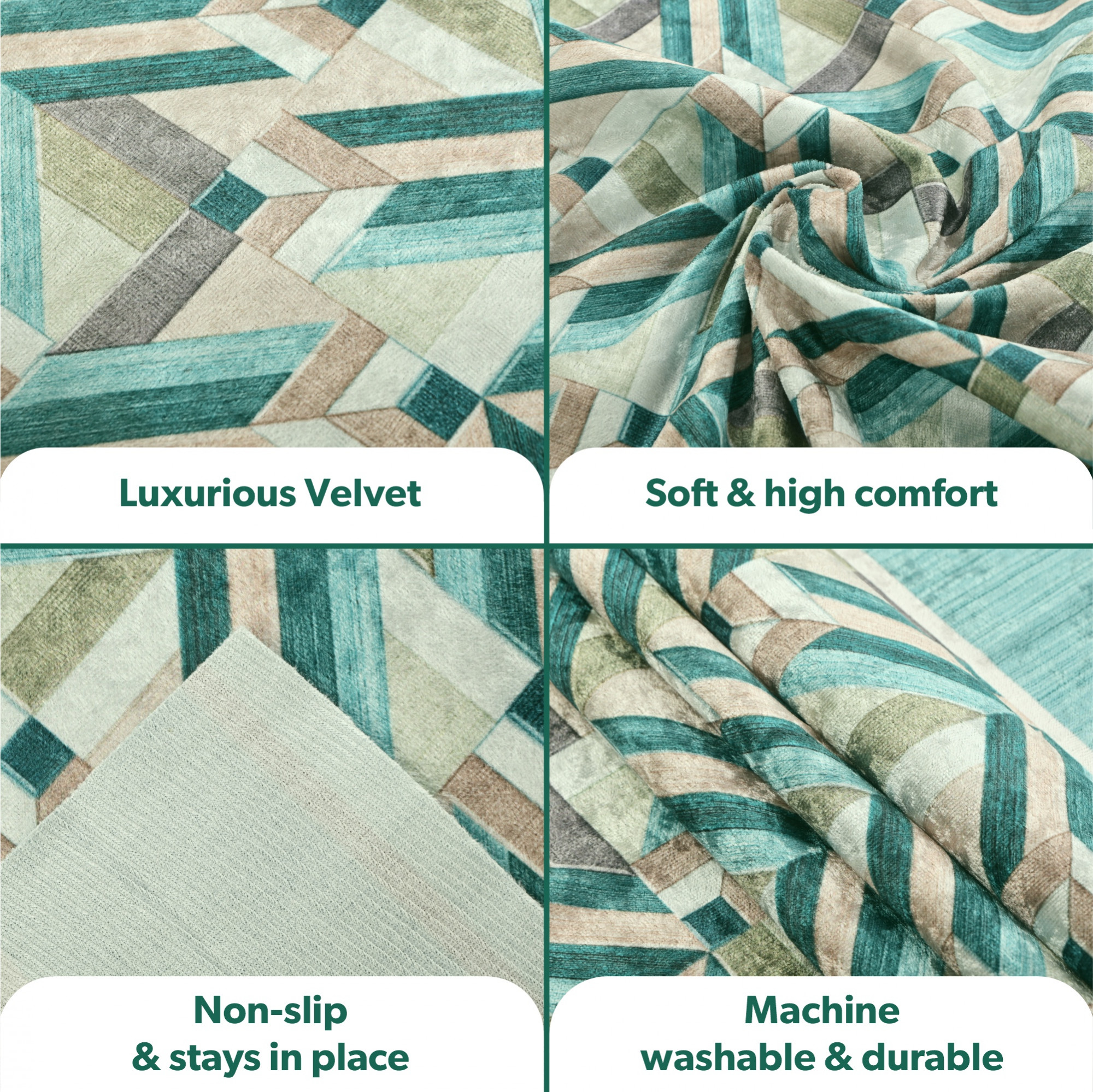 Kuber Industries Soft Velvet Sofa Cover for   Anti-Slip Sofa Seat Protector for Living Room  Home Decor  Protects Against Spills Pet Hair  Dust  Lining Check - Green