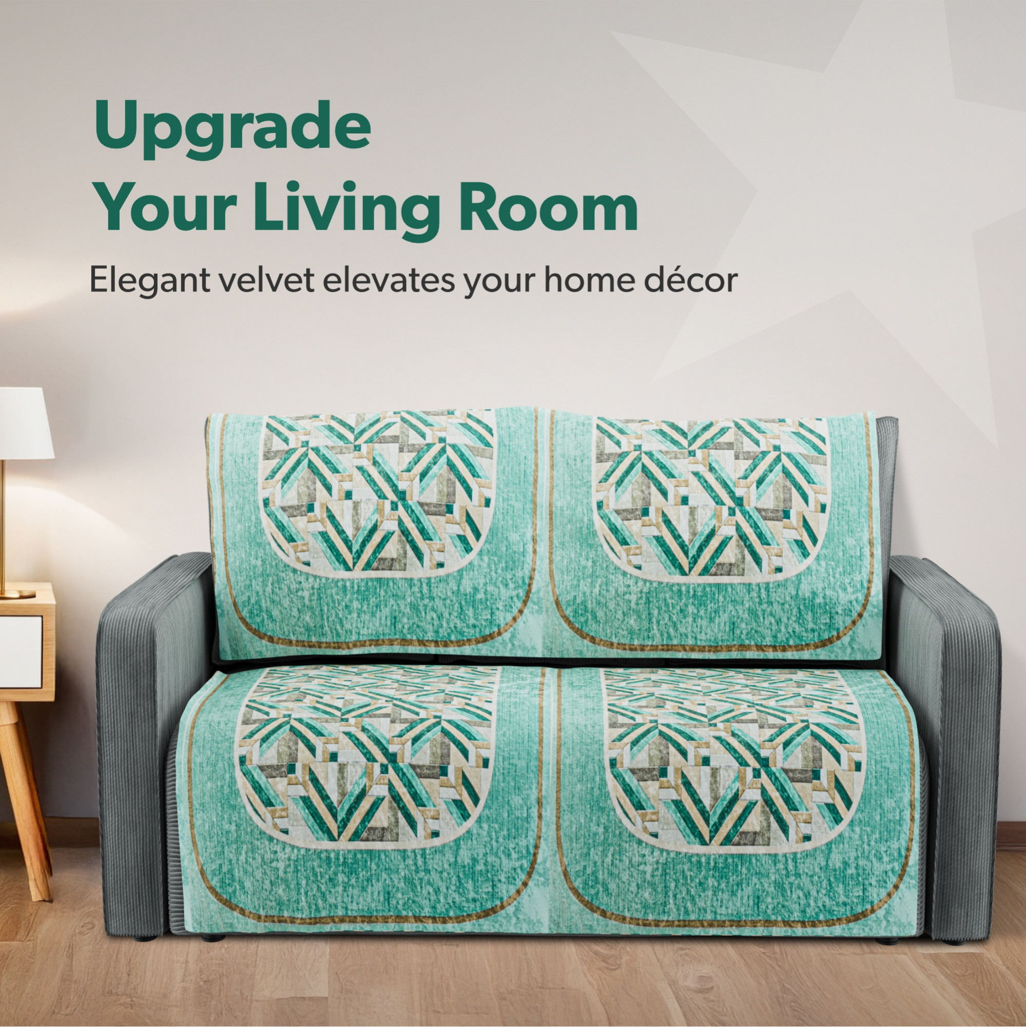 Kuber Industries Soft Velvet Sofa Cover for   Anti-Slip Sofa Seat Protector for Living Room  Home Decor  Protects Against Spills Pet Hair  Dust  Lining Check - Green