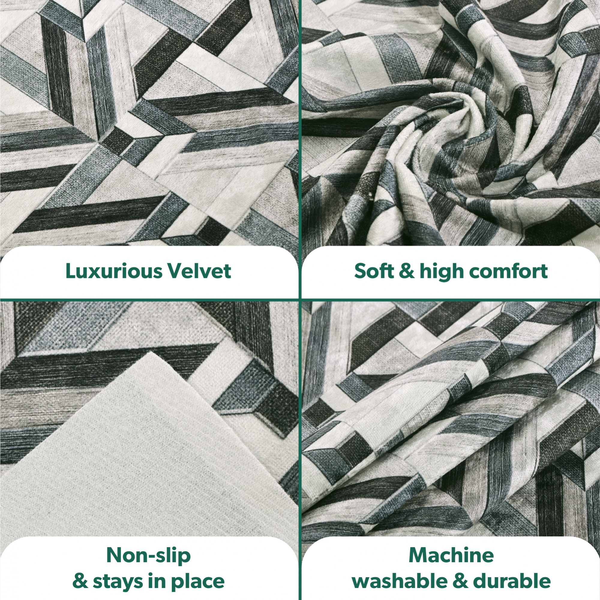 Kuber Industries Soft Velvet Sofa Cover for   Anti-Slip Sofa Seat Protector for Living Room  Home Decor  Protects Against Spills Pet Hair  Dust  Lining Check - Grey