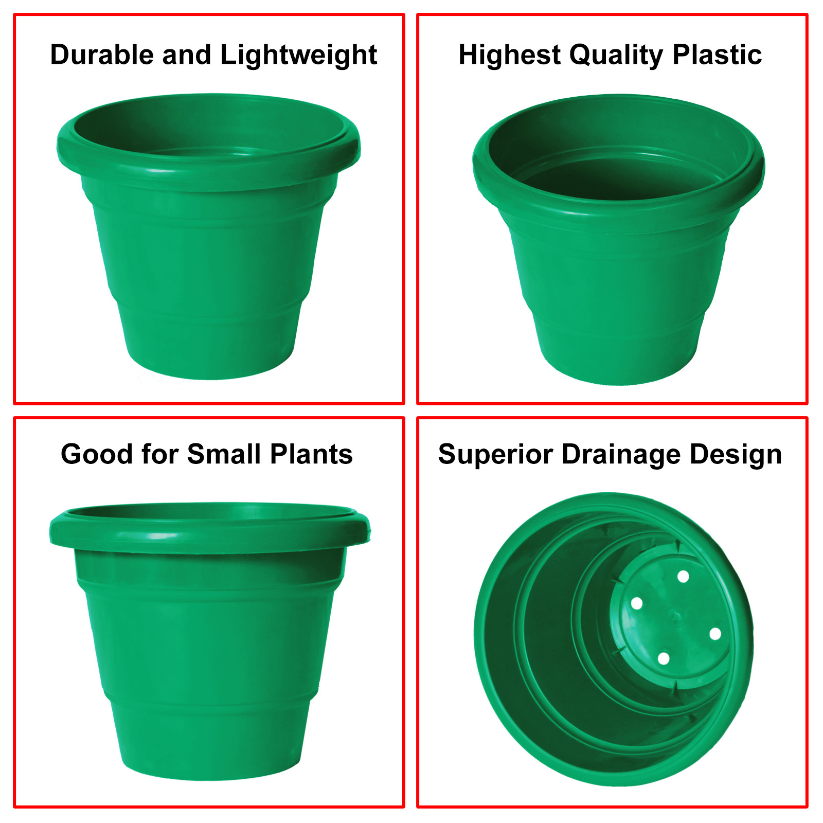 Kuber Industries Solid 2 Layered Plastic Flower Pot|Gamla For Home Decor,Nursery,Balcony,Garden,6