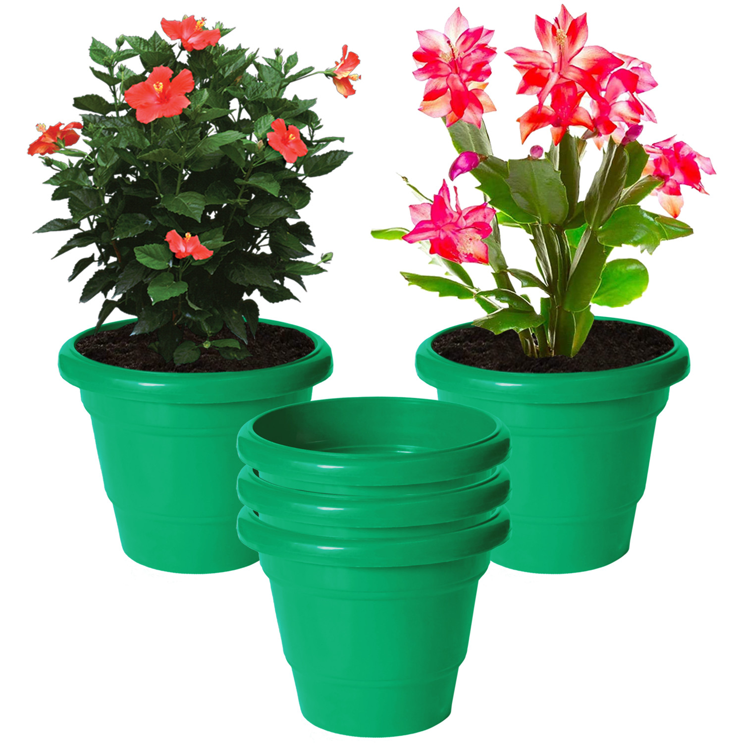 Kuber Industries Solid 2 Layered Plastic Flower Pot|Gamla For Home Decor,Nursery,Balcony,Garden,6